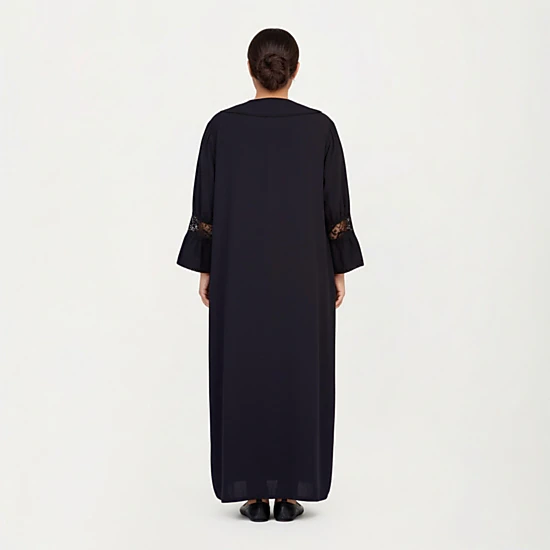 Anna-Kaci Women's Long Sleeve Maxi Nightgown Flowing Fabric Peter Pan Collar Detail and Lace Trim Accents on Sleeves