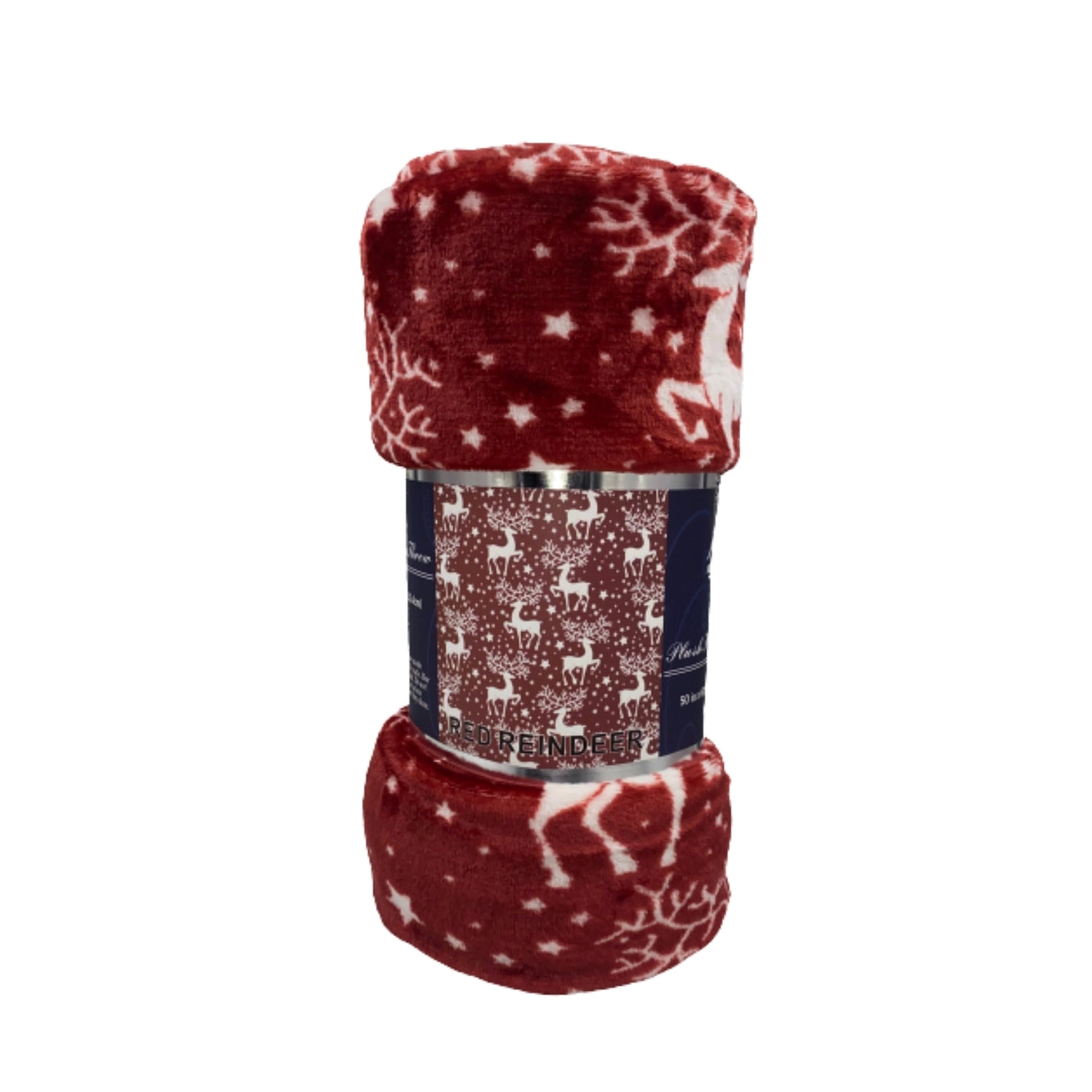 Plazatex Reindeer Christmas Plush All Season Decorative Throw Blanket 50" X 60" Red