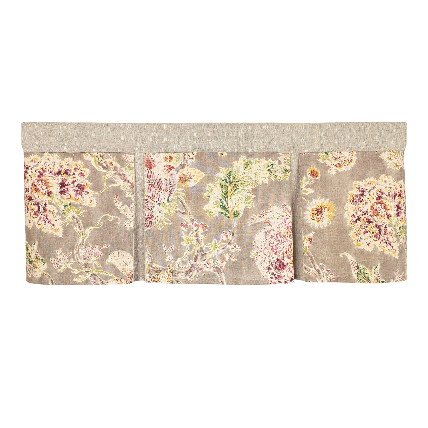 RLF Home Monte Cristo Pleated Window Valance 100% Cotton Rod Pocket 50" x 17" Grey