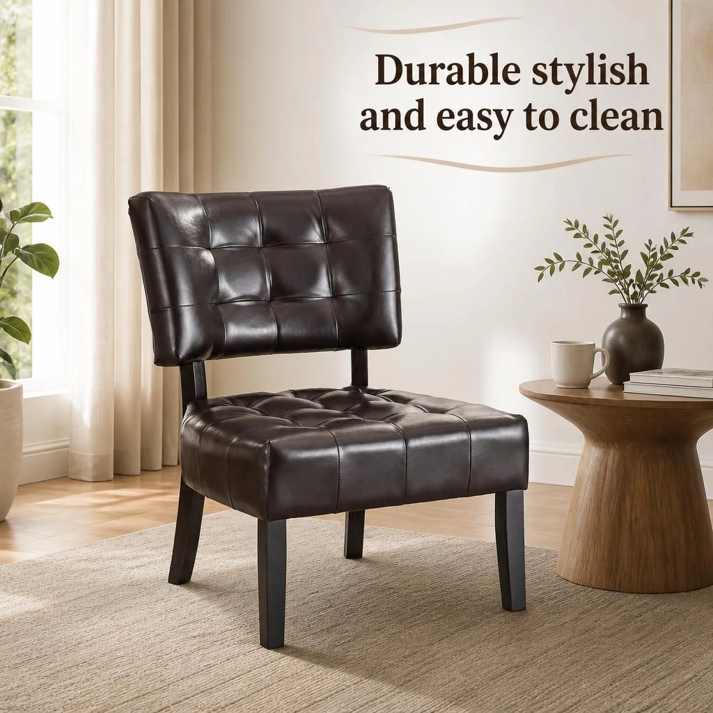 GOODSILO Solid Wood Upholstered Accent Chair for Indoor Seating