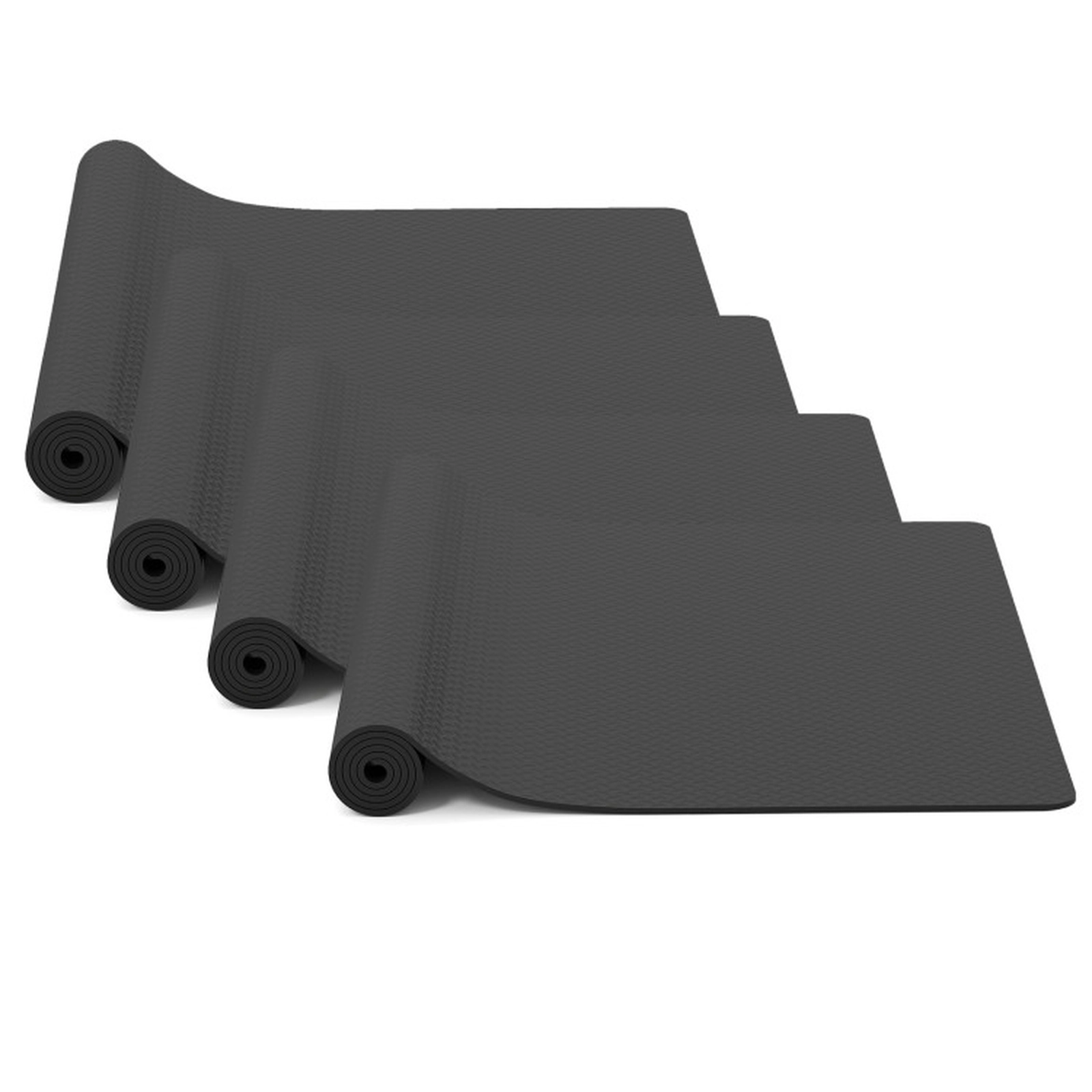 SUGIFT Black 4-Pack PE Garage Floor Mats with Non-Slip 3D Diamond Pattern 7.7-ft W 3.8-ft D 7-mm Thickness