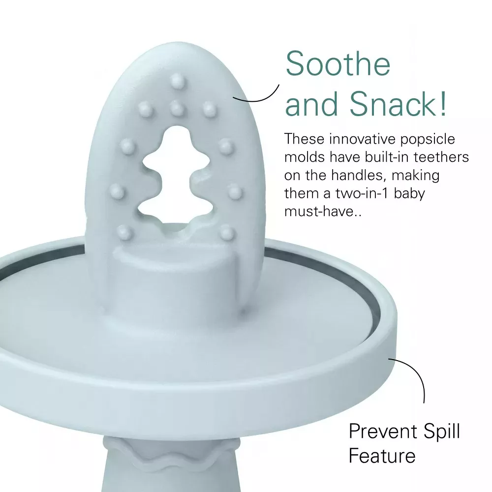 Sperric Baby Teething Popsicle Set, 6-Cavity Mold & 2 pc Silicone Bibs, Relief Essential