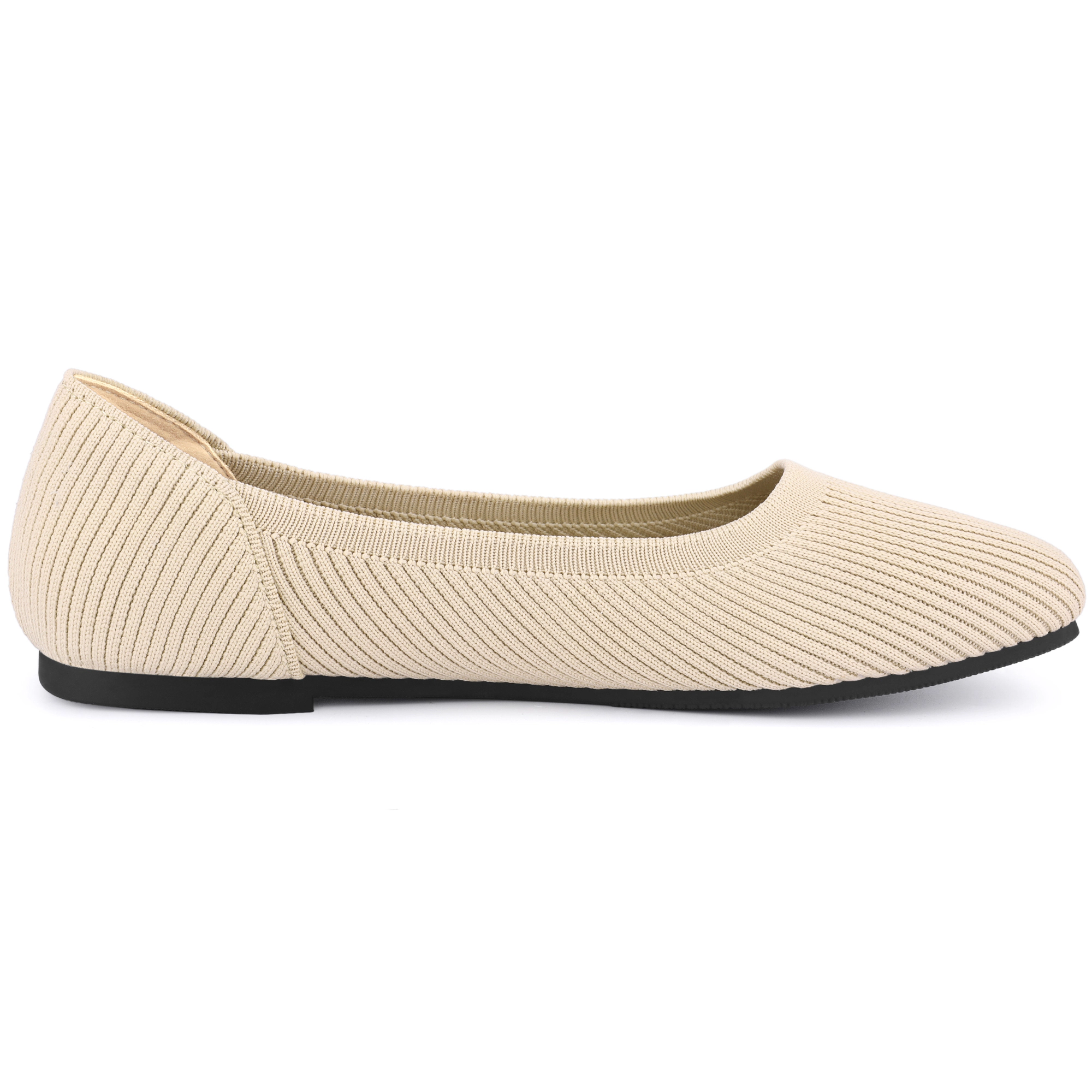 BLISSFUL STEP Women Knit Square Toe Slip on Closed Ballet Flats