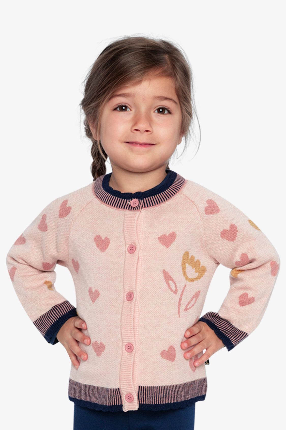 Deux par Girls Heart Jacquard Button-Front Knitted Cardigan
