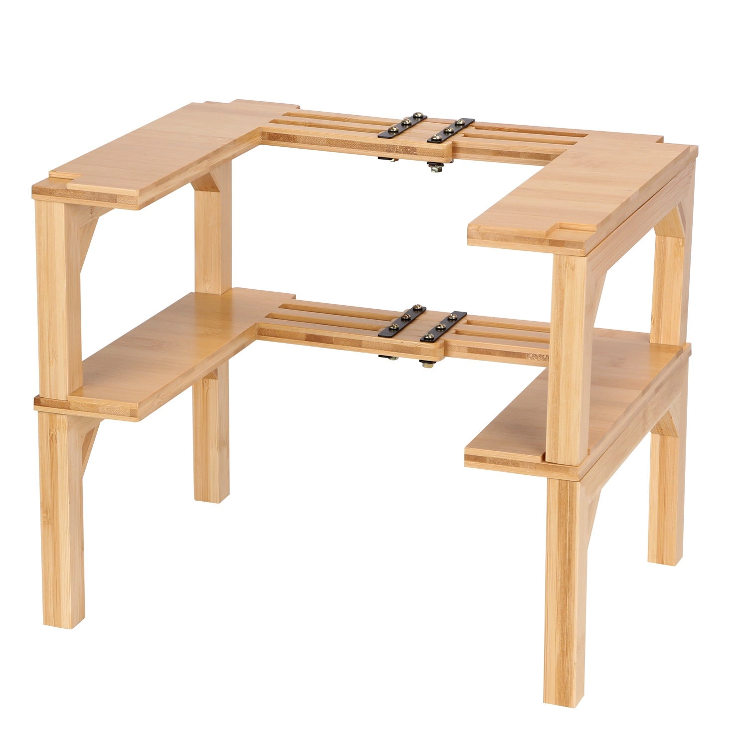 NEW Home Unisex 2-Tier Expandable Bamboo Spice Rack