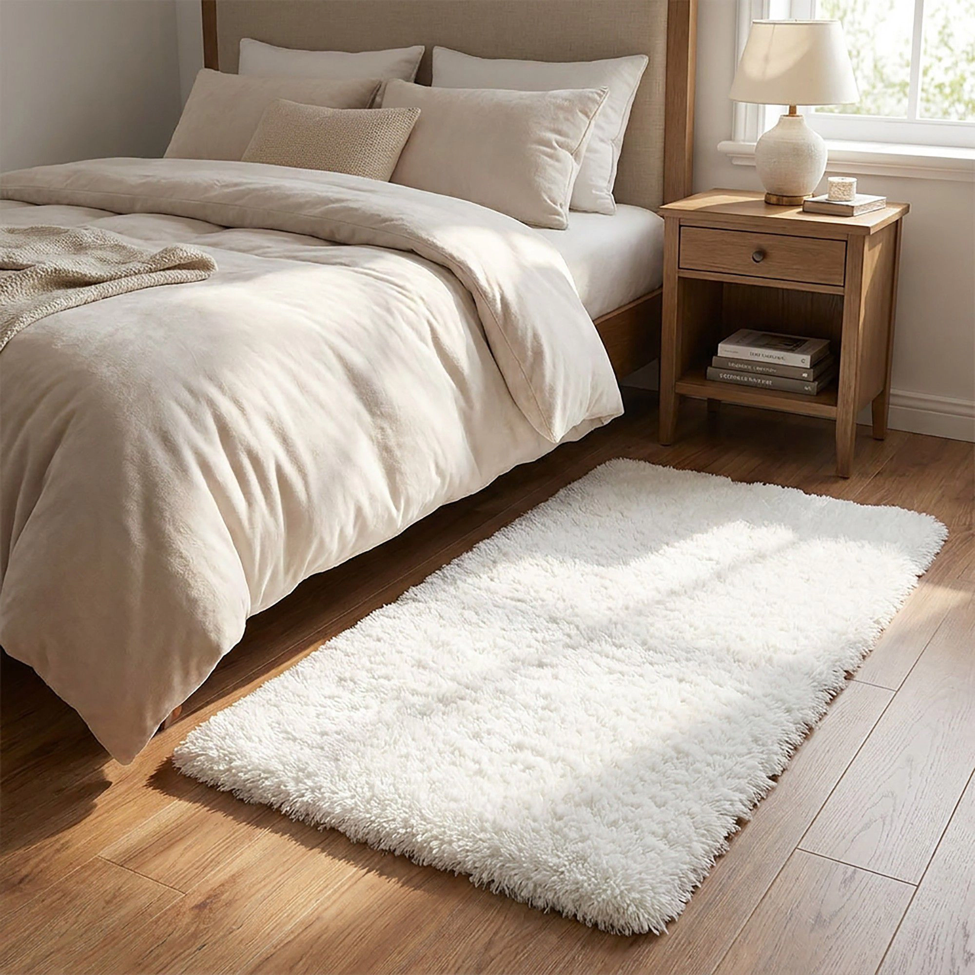 Alilang Unisex Plush Shag Bath Mat with Soft Pile Texture and Non Slip Backing