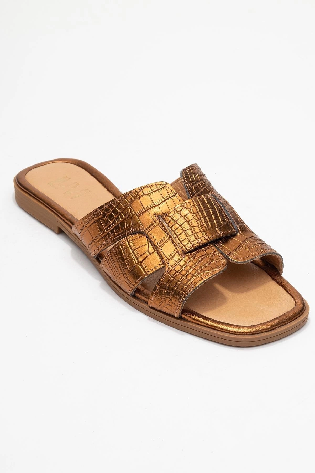 Forever & Always Womens Notre Leather Flat Sandalss