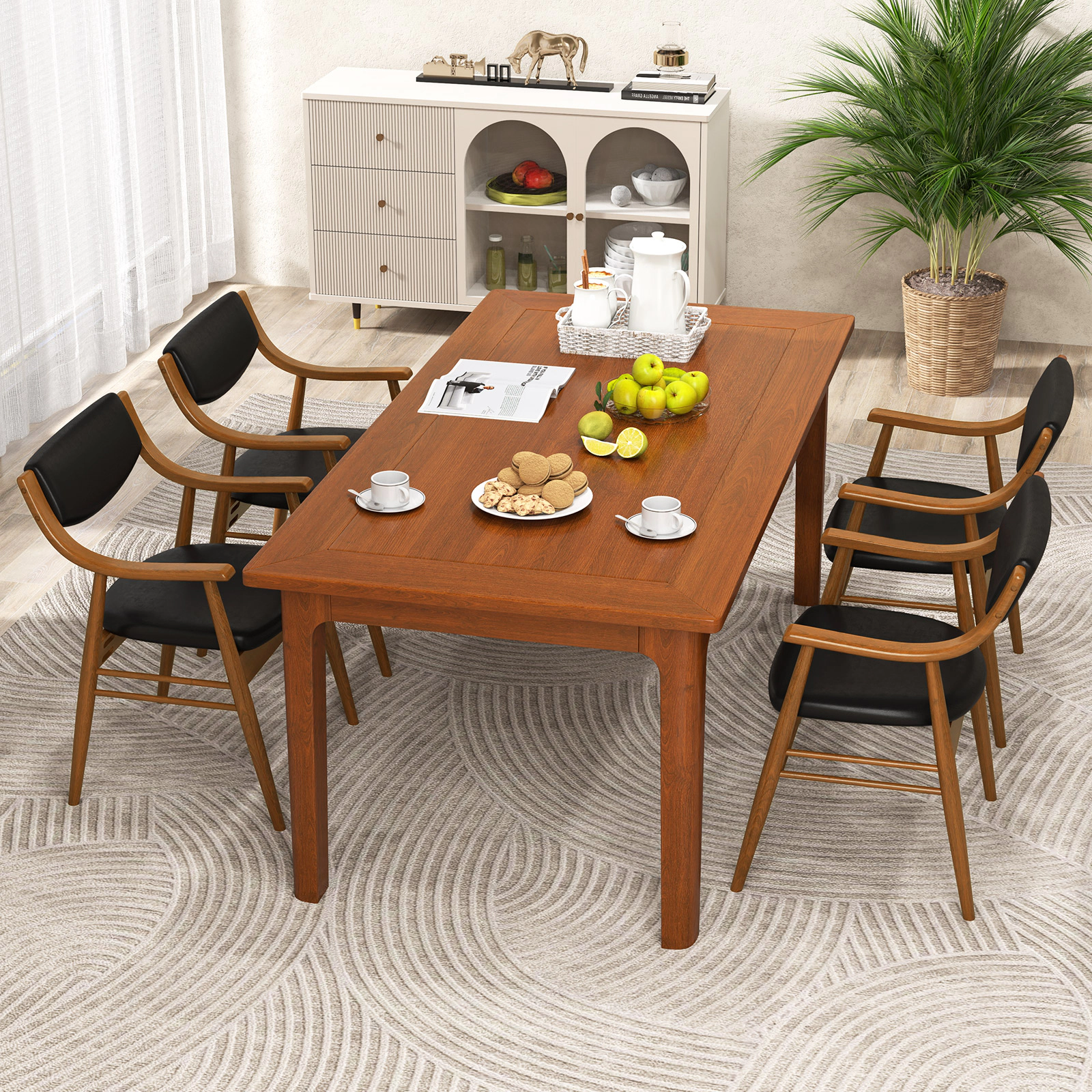 LJG Wooden Dining Chair Set of 2 with Padded Seat and Back
