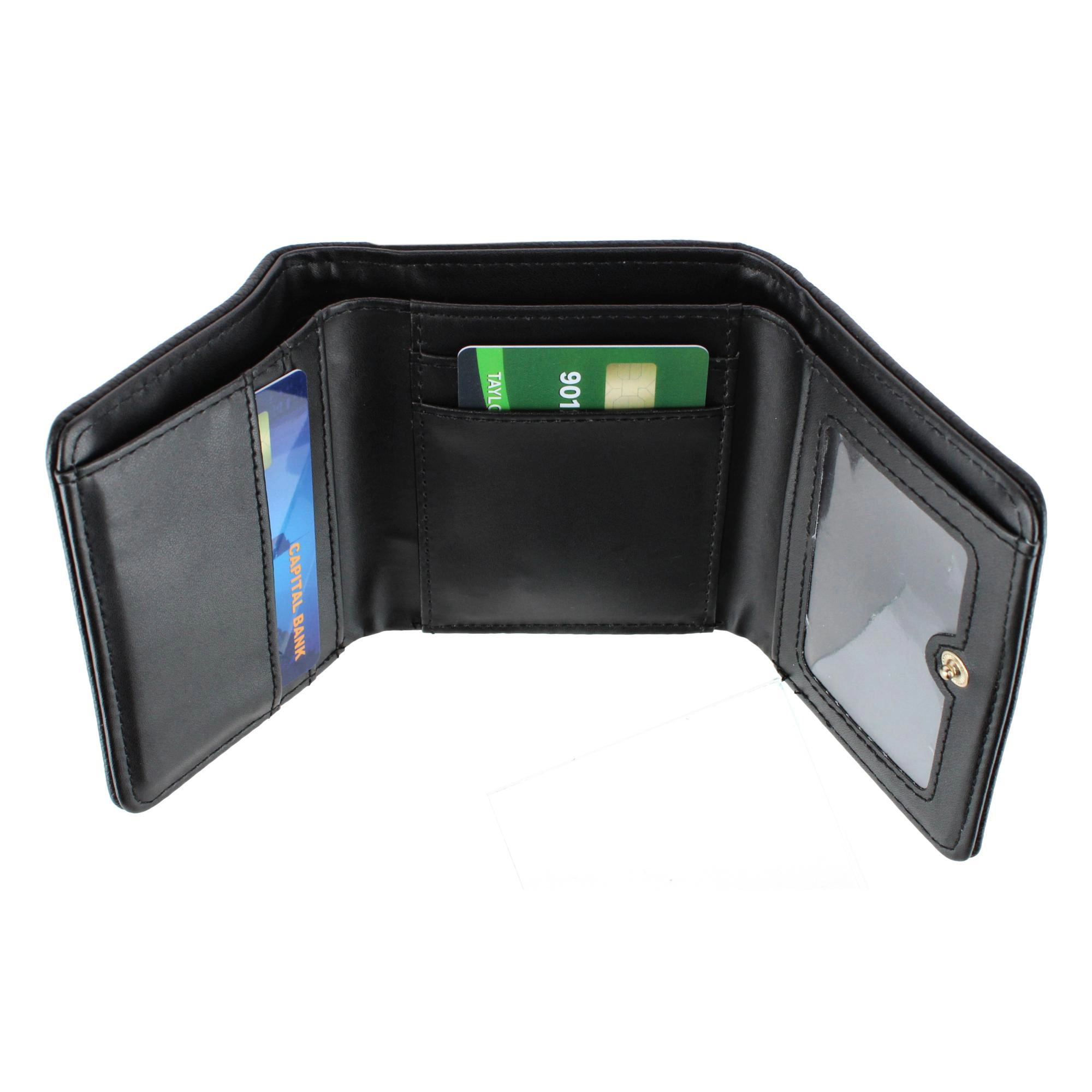 CTM Women's Premium Faux Leather Bow Accent Tri-Fold Wallet