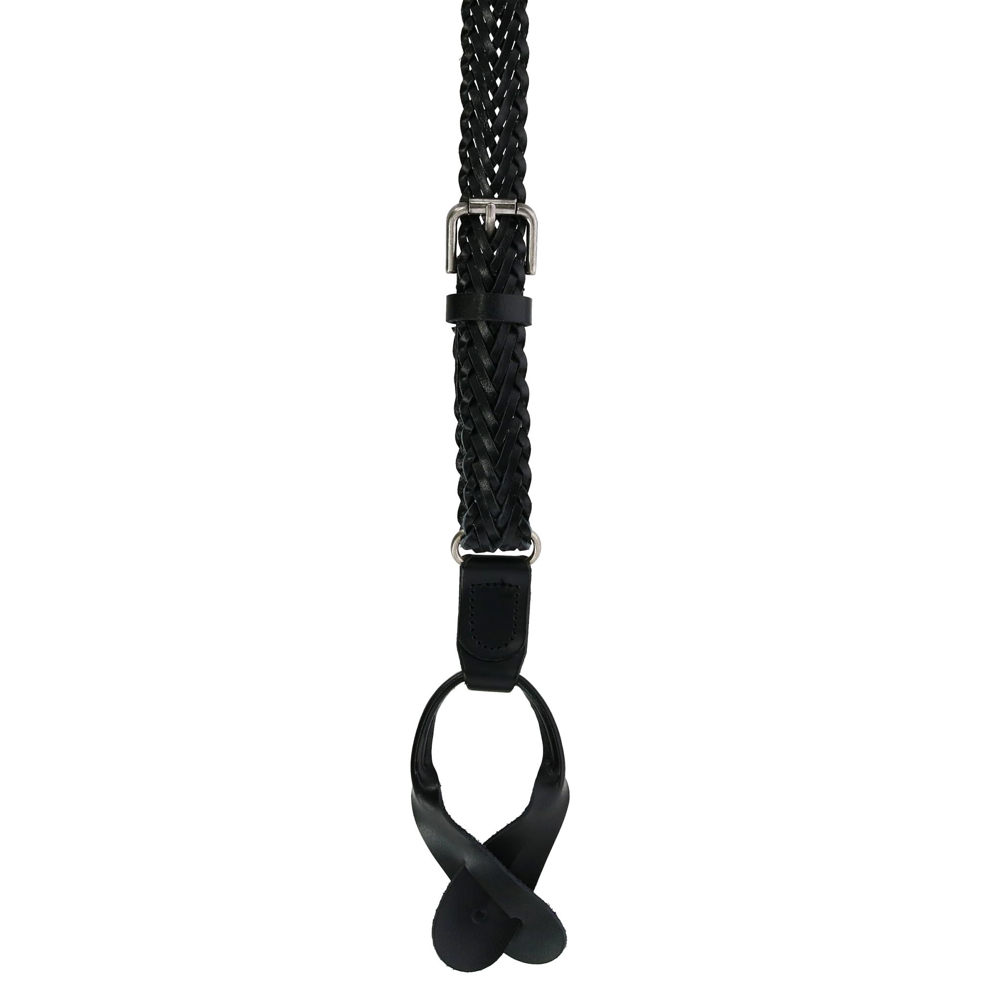 CTM Coated Leather Button-End 3/4 Inch Braided Suspenders