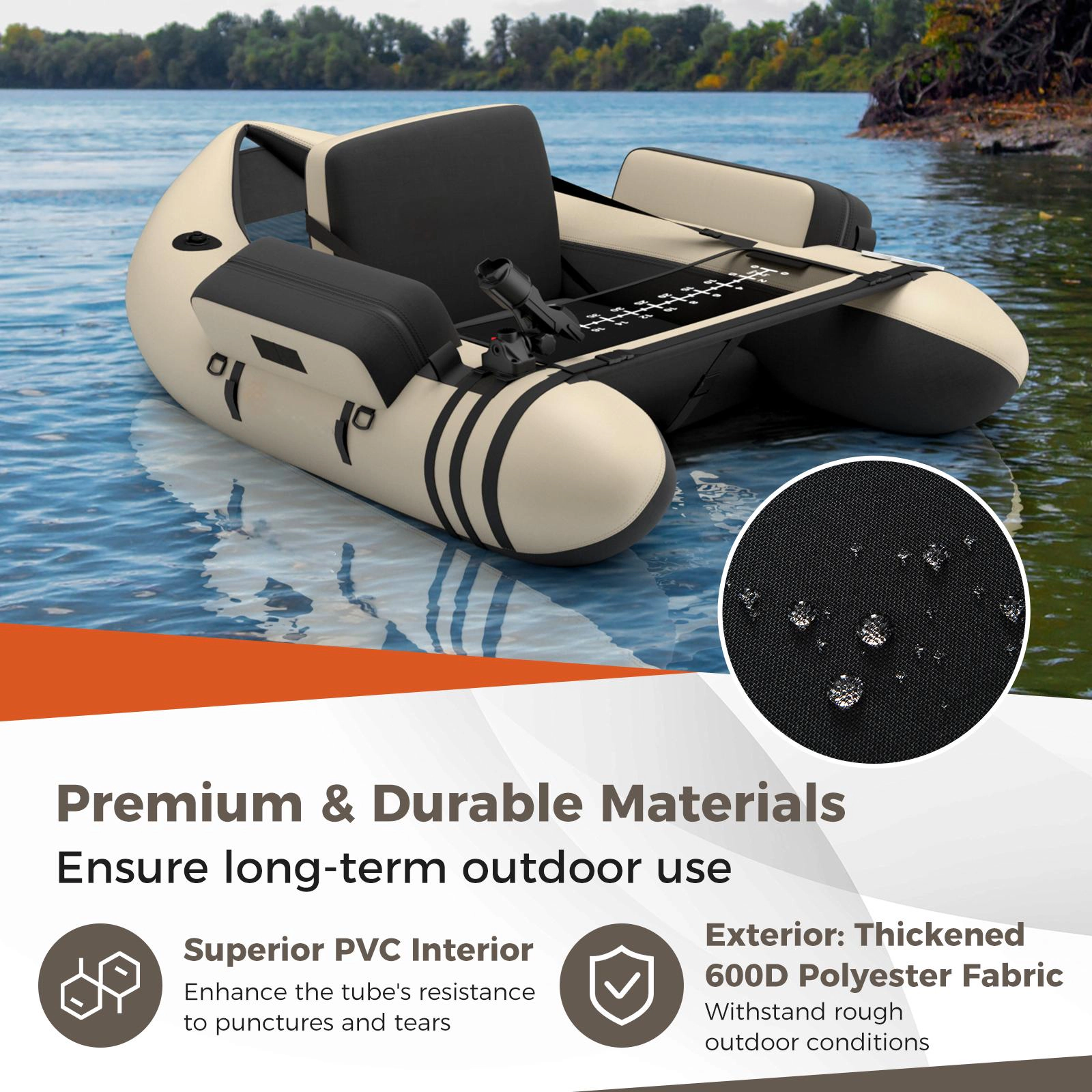 SUGIFT 350-lb Capacity Inflatable Float Tube with Aluminum Paddle 2 Flippers Pump and Fish Ruler