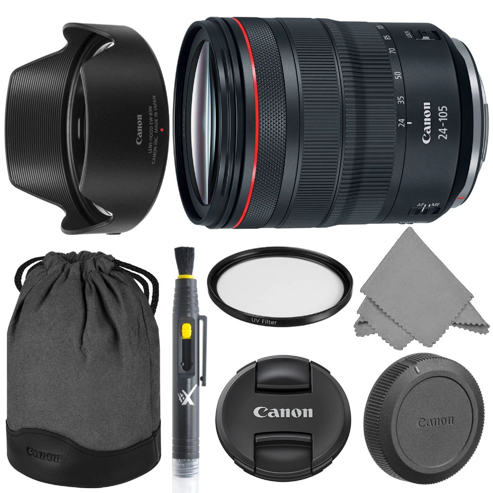 Canon RF 24-105mm f/4L is USM Lens 2963C002 for Full Frame Mirrorless Cameras + AOM Bundle, Glass UV Filter, Lens Pen,