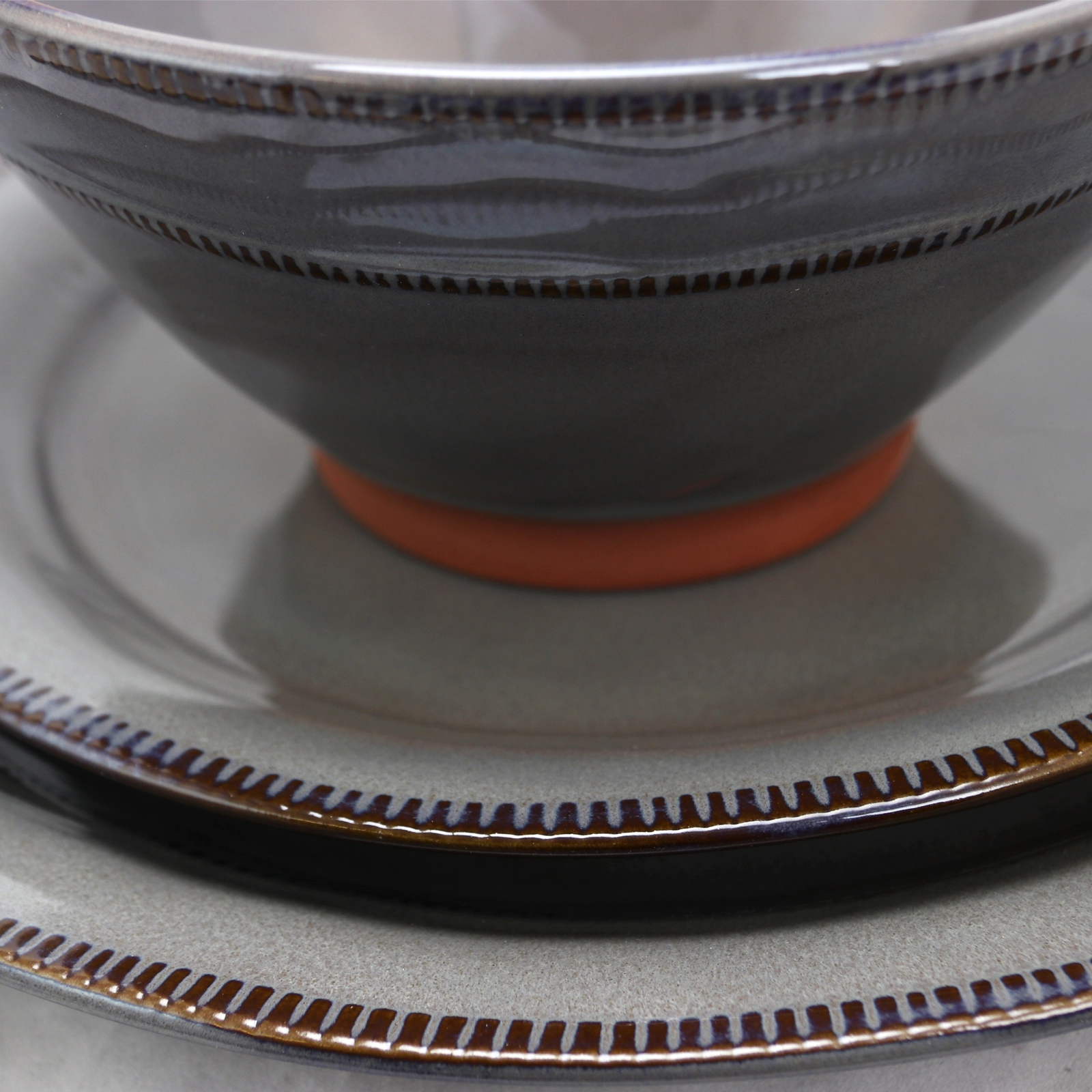 Gibson Elite Terranea 12 Piece Dinnerware Set in Grey