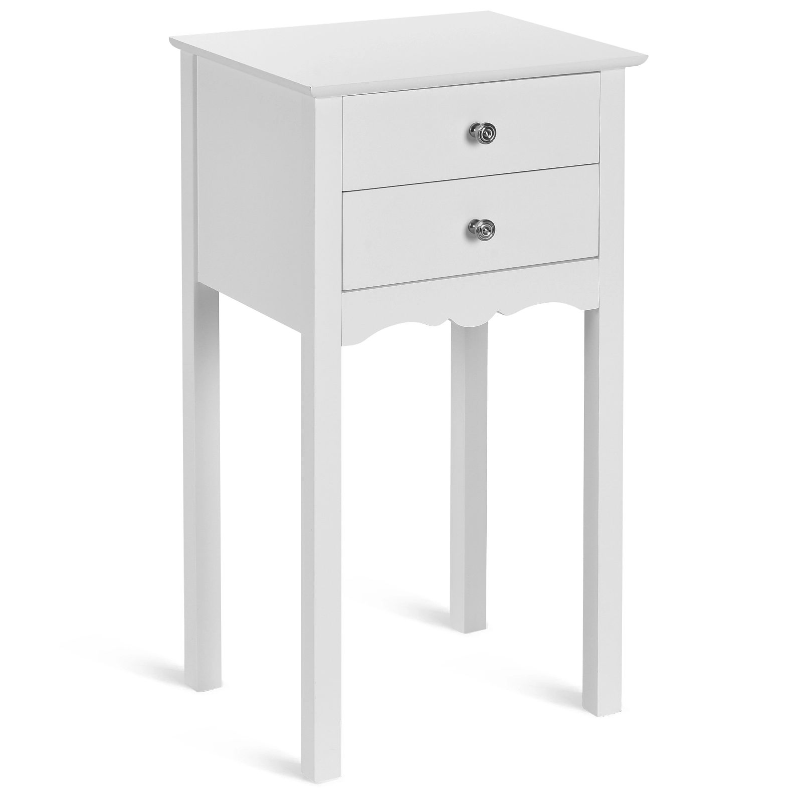 SUGIFT MDF Side Table End Accent Table with 2 Drawers 30-in Tall Black/White