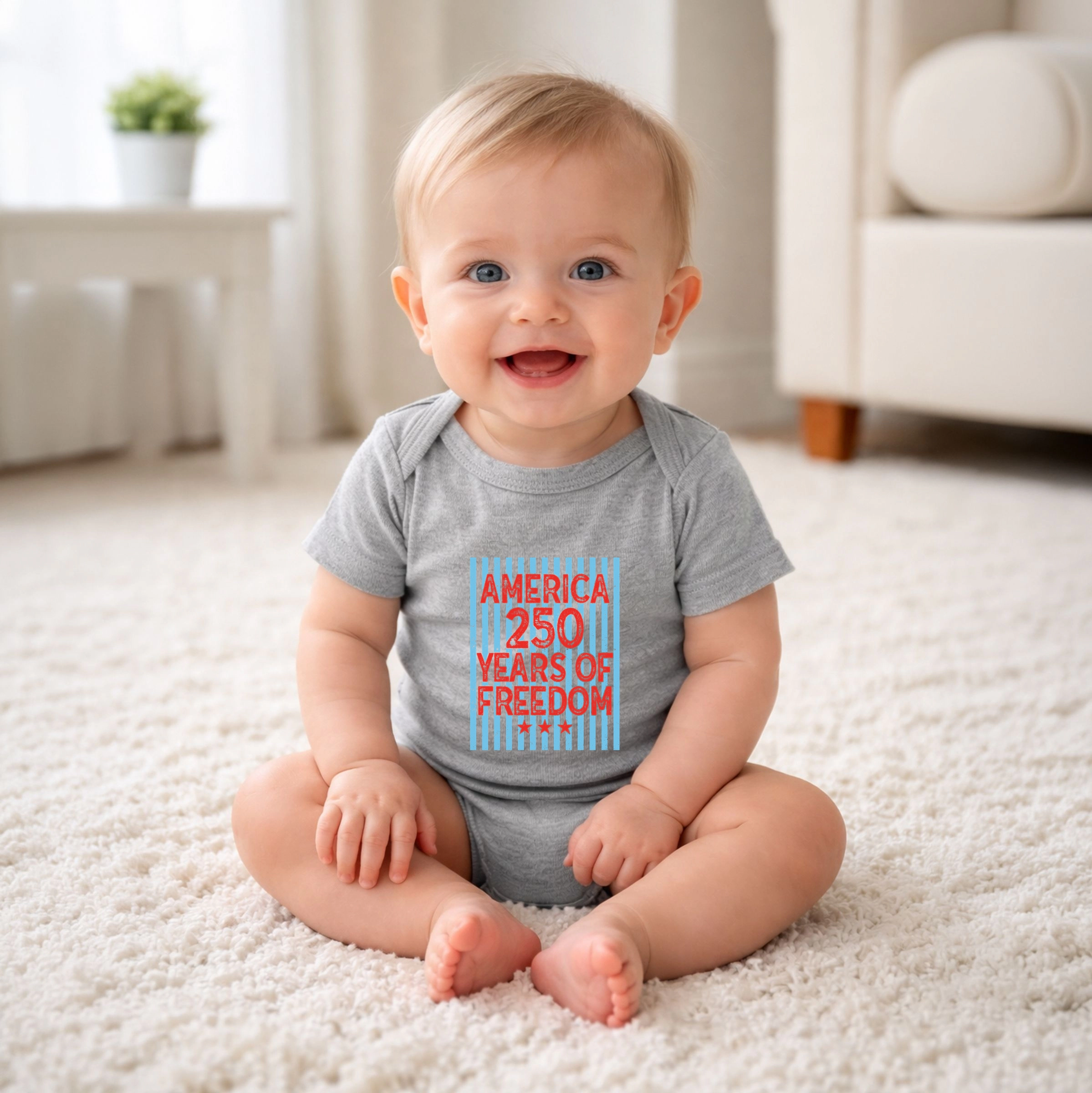 The Juniper Shop - 250 Years of Freedom Stripes Baby Short Sleeve Graphic Bodysuit