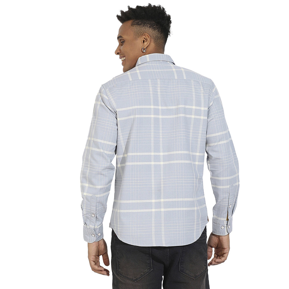 Men's Contrast Tartan Plaid Shirt