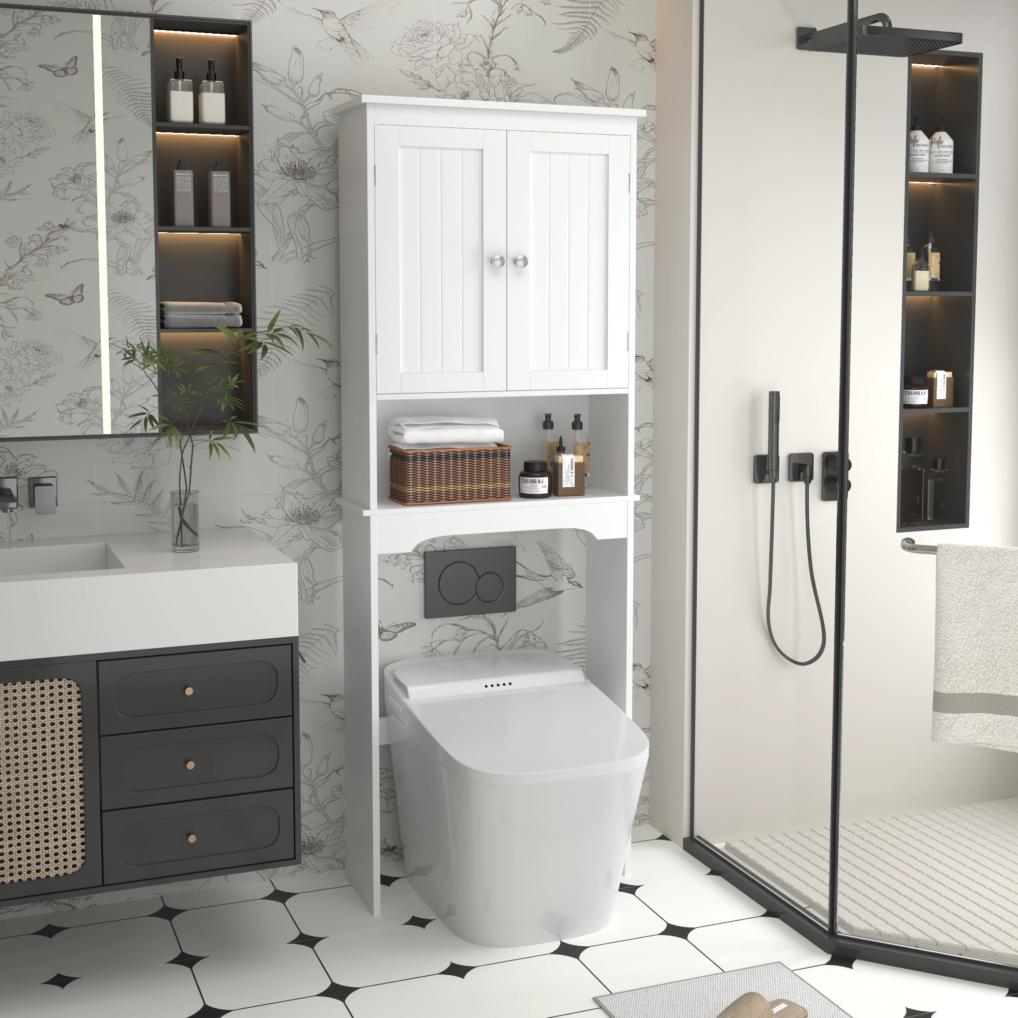 ELEMENT ACE Tall Narrow Freestanding Bathroom Storage Cabinet