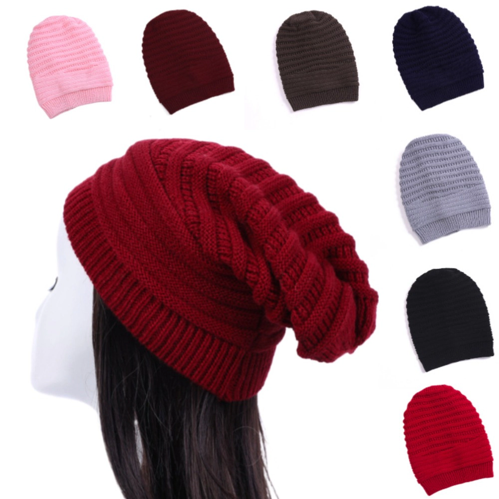 Wardrobe Whimsy Women Winter Foldable Slouchy Knitted Warmer Beanie Hat