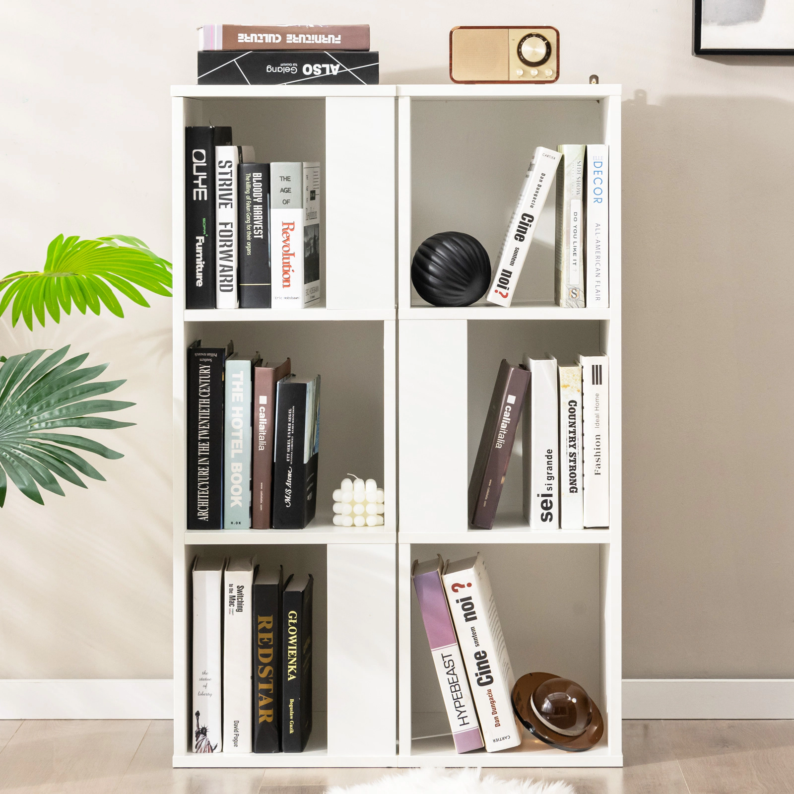 SUGIFT 3-Tier 6 Cube Freestanding Engineered Wood Bookcase 44-lb Top Capacity 22-lb Shelves 39.5-in Tall Set of 2 White