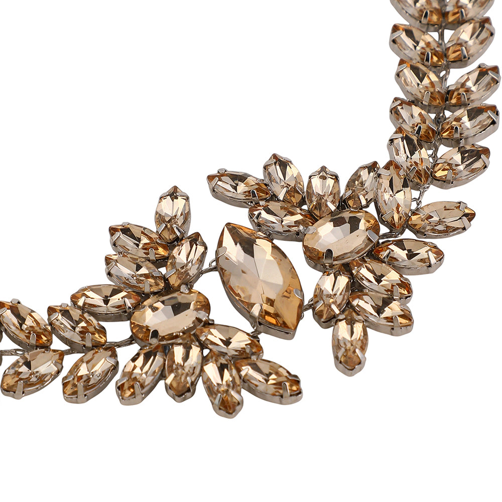 SOHI Women's The Marquise-Bloom Collar Necklace - Citrine Brown