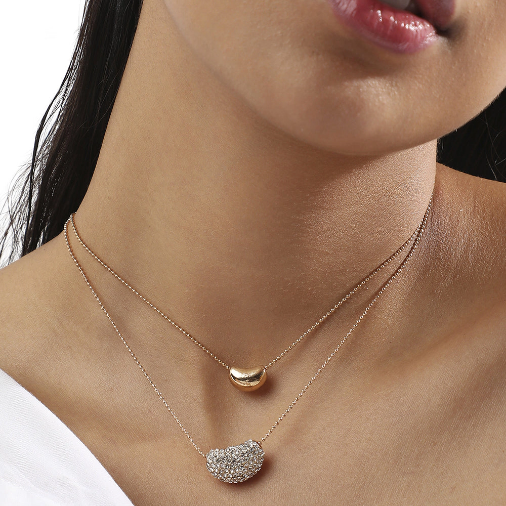 SOHI Women's Bling Bean Multi-Layer Necklace
