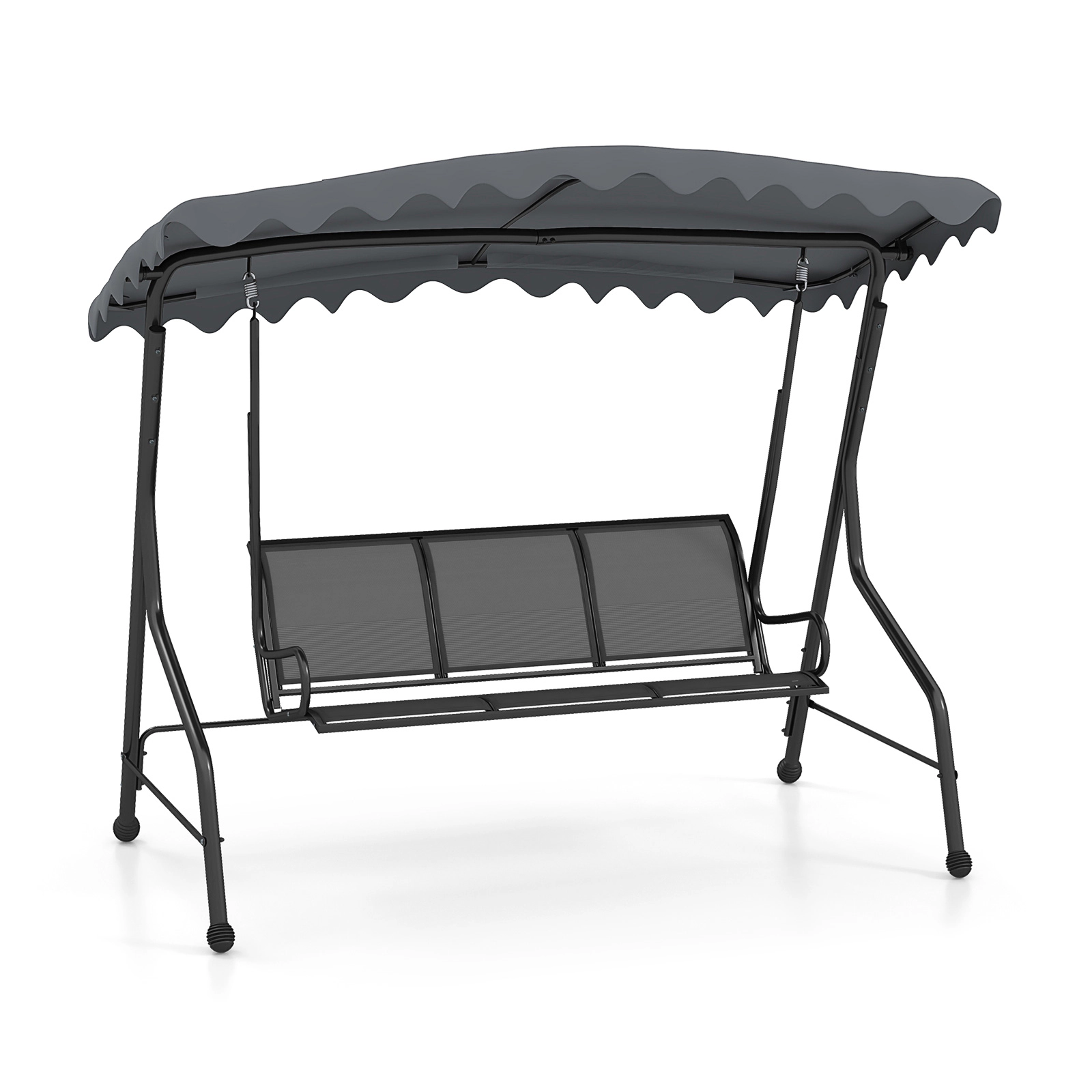 SUGIFT Gray 3-Seat Outdoor Porch Swing, 61-Inch Seat, Breathable Canopy, 1,000-Lb Capacity