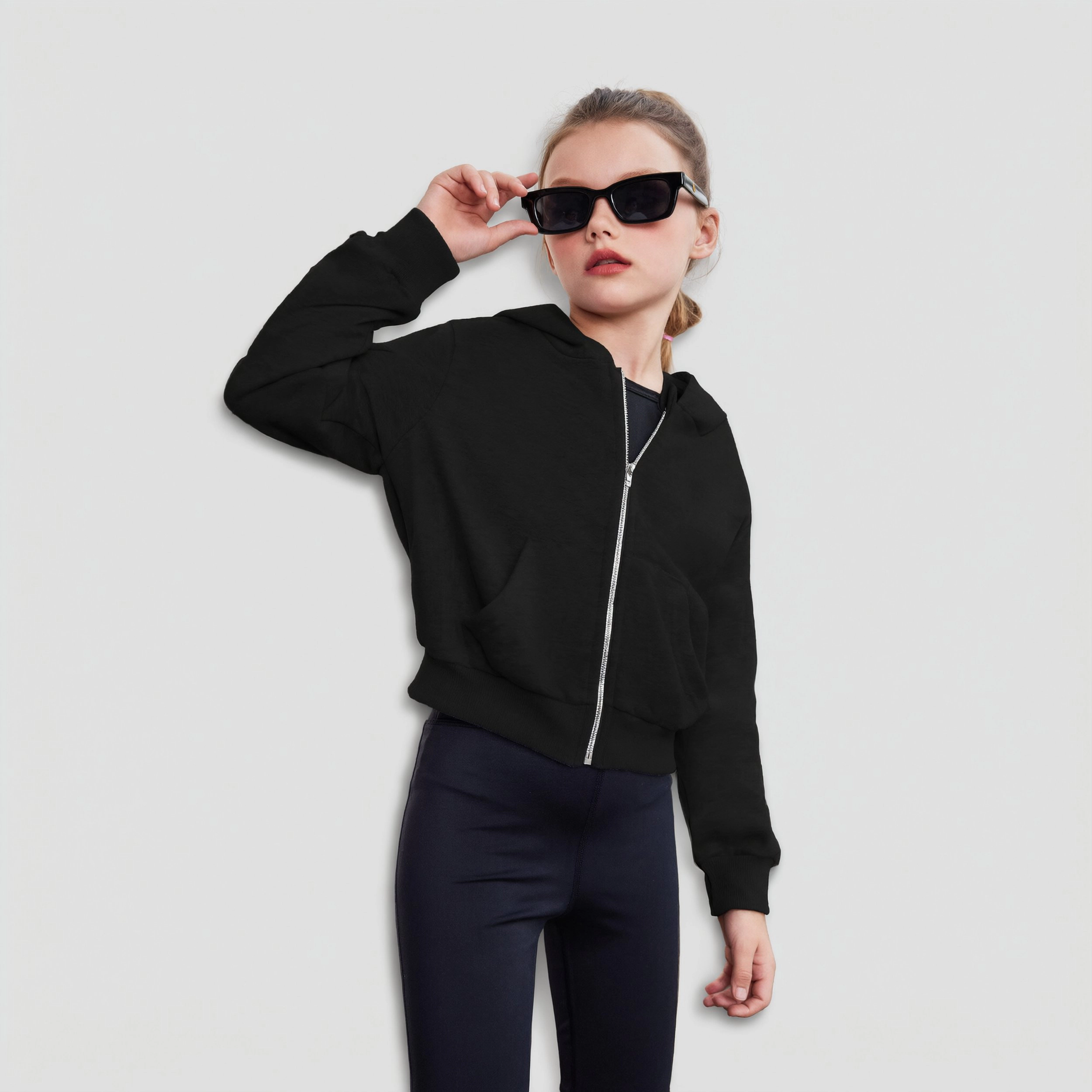 Arshiner Girls Zip Up Hoodies Cropped Fullzip Hoodie Kids Casual Sweatshirt Spring Fall Jackets