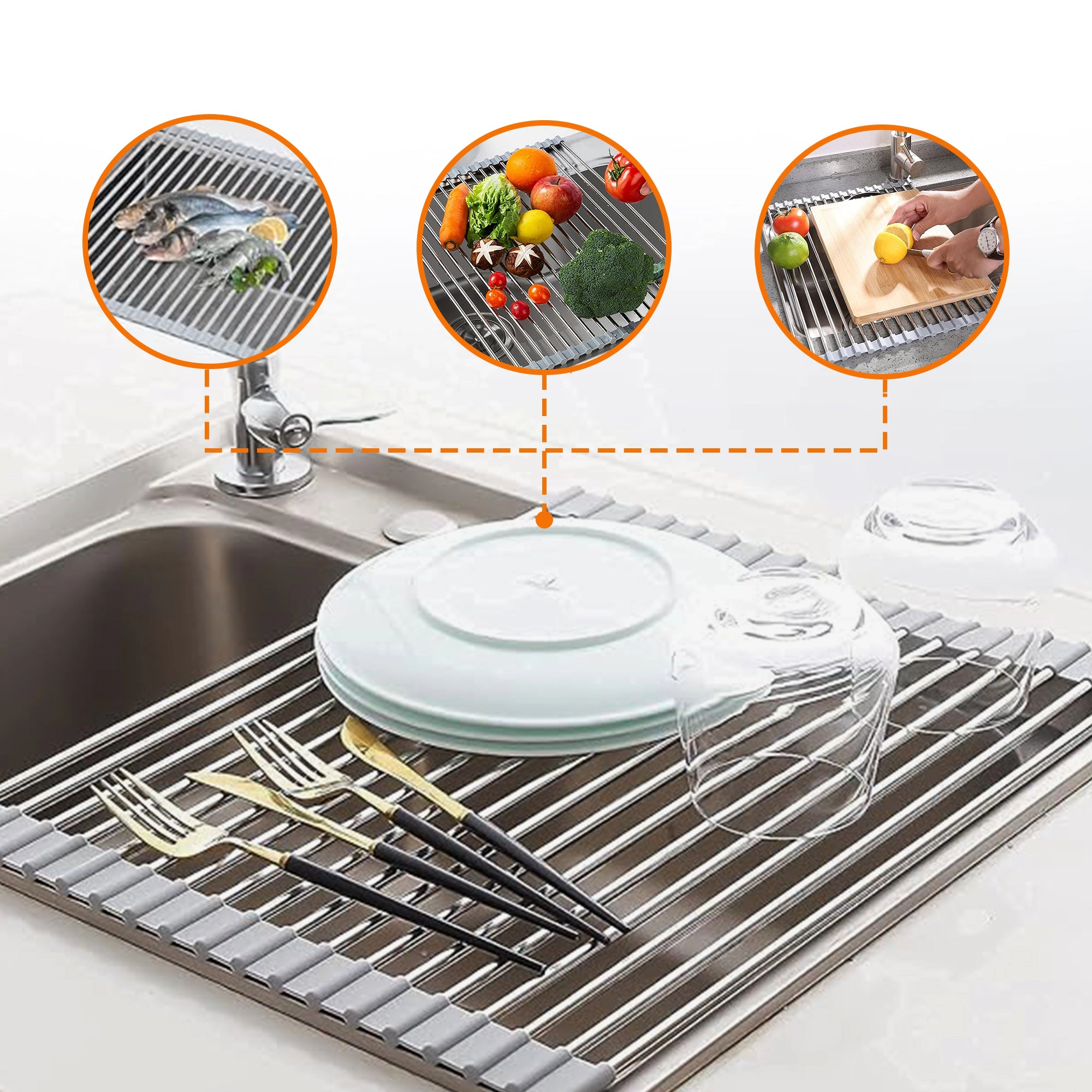 Cheer Collection Multipurpose Dish Drying Rack –  Non-Slip Stainless Steel