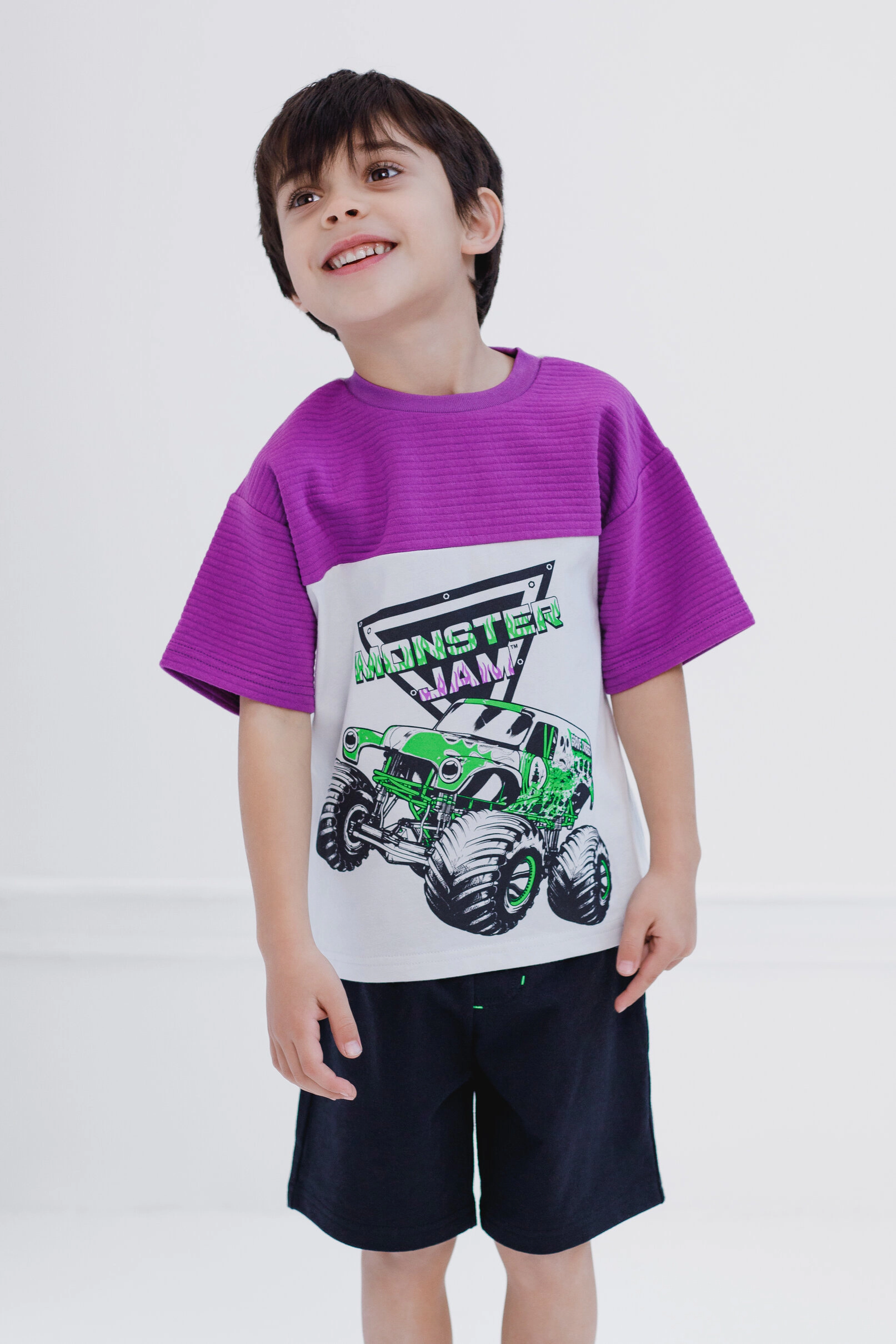 Monster Jam Grave Digger Boys' Athletic 2-Piece T-Shirt and Shorts Set