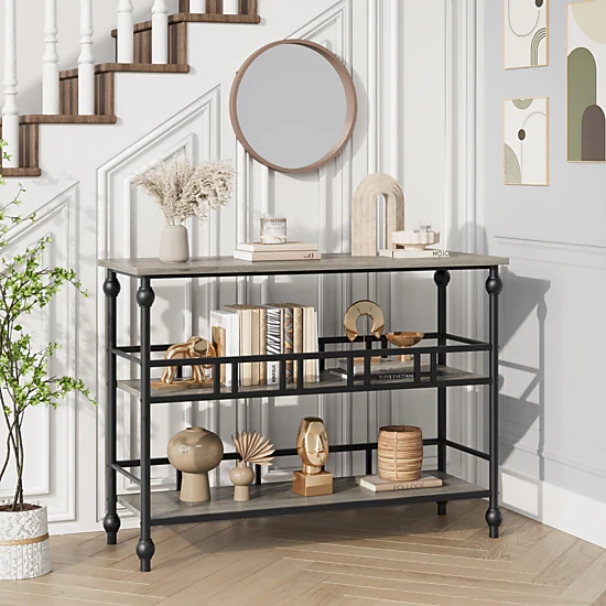 BebreezChic 43 Inch Console Table for Entryway– Sturdy Open Shelf Sofa ...