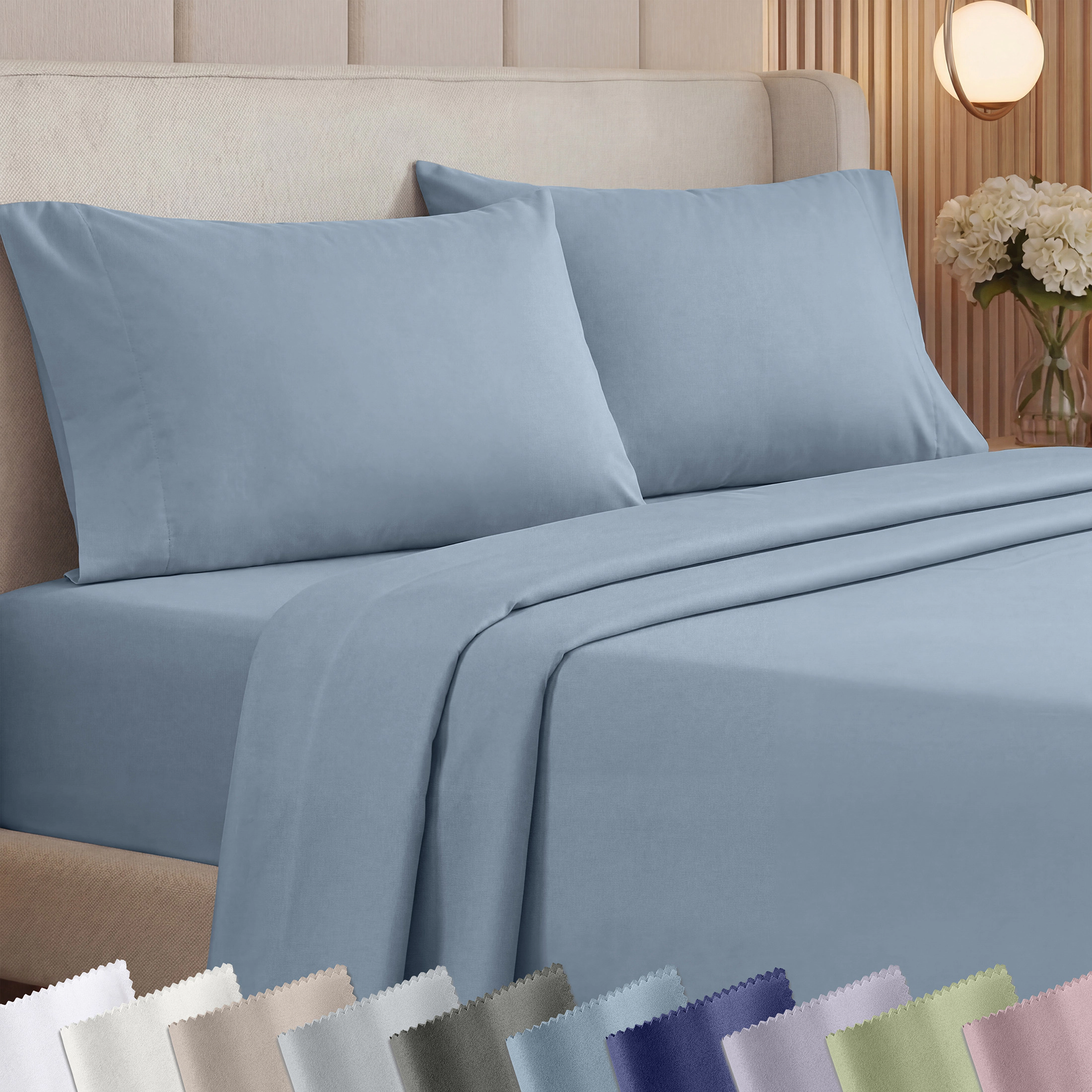 California Design Den 1000 Thread Count Deep Pocket Sheet Set - 100% Cotton Sateen