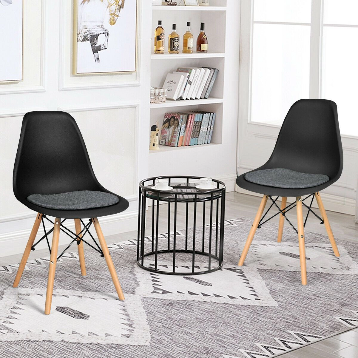 SlickBlue Unisex Set of 4 Modern Dining Chairs with Beech Wood Legs