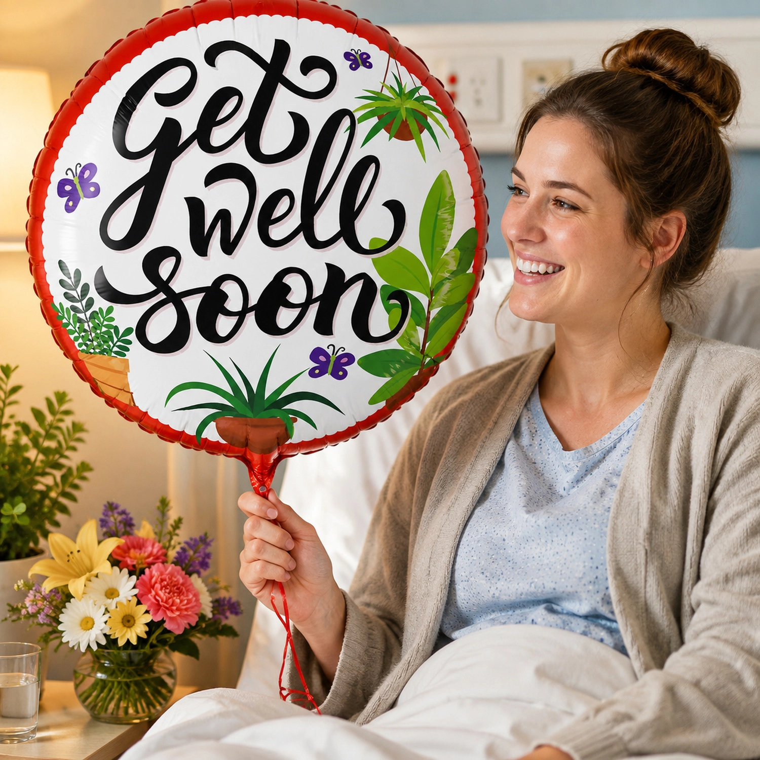 LoonBalloon Get Well Plants Foil Balloon 5-Pack