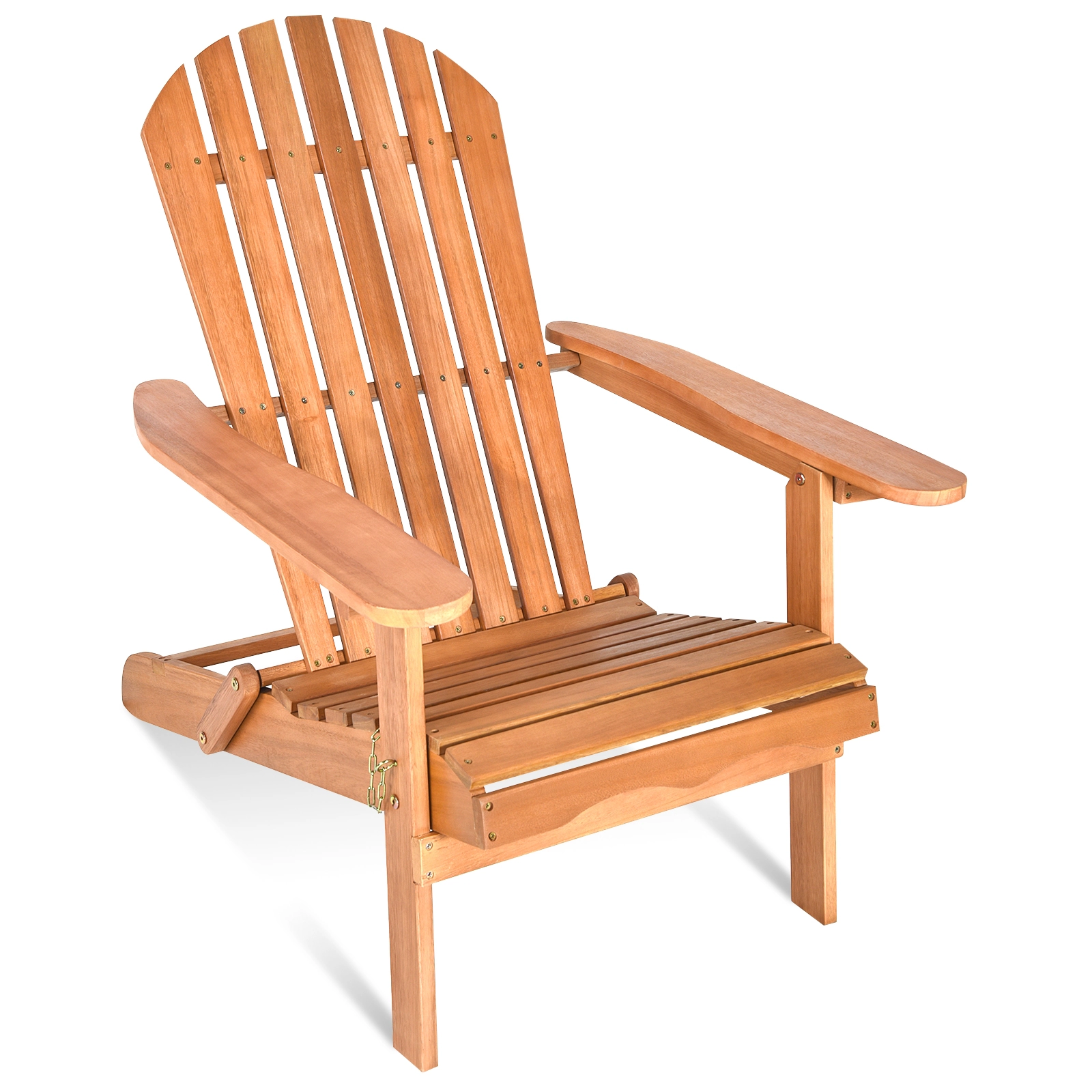 SUGIFT Natural Slatted Seat Folding Acacia Wood Oversized Adirondack Chair
