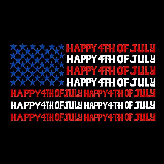LA Pop Art Women's Cotton/Poly Blend Word Art T-Shirt - Happy 4th of July