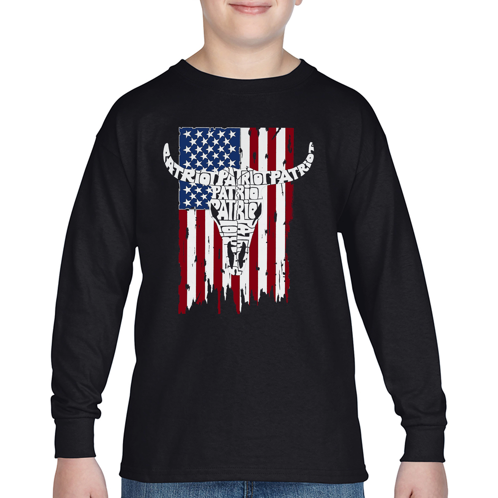 LA Pop Art Boys Long Sleeve T-Shirt - Patriot Flag