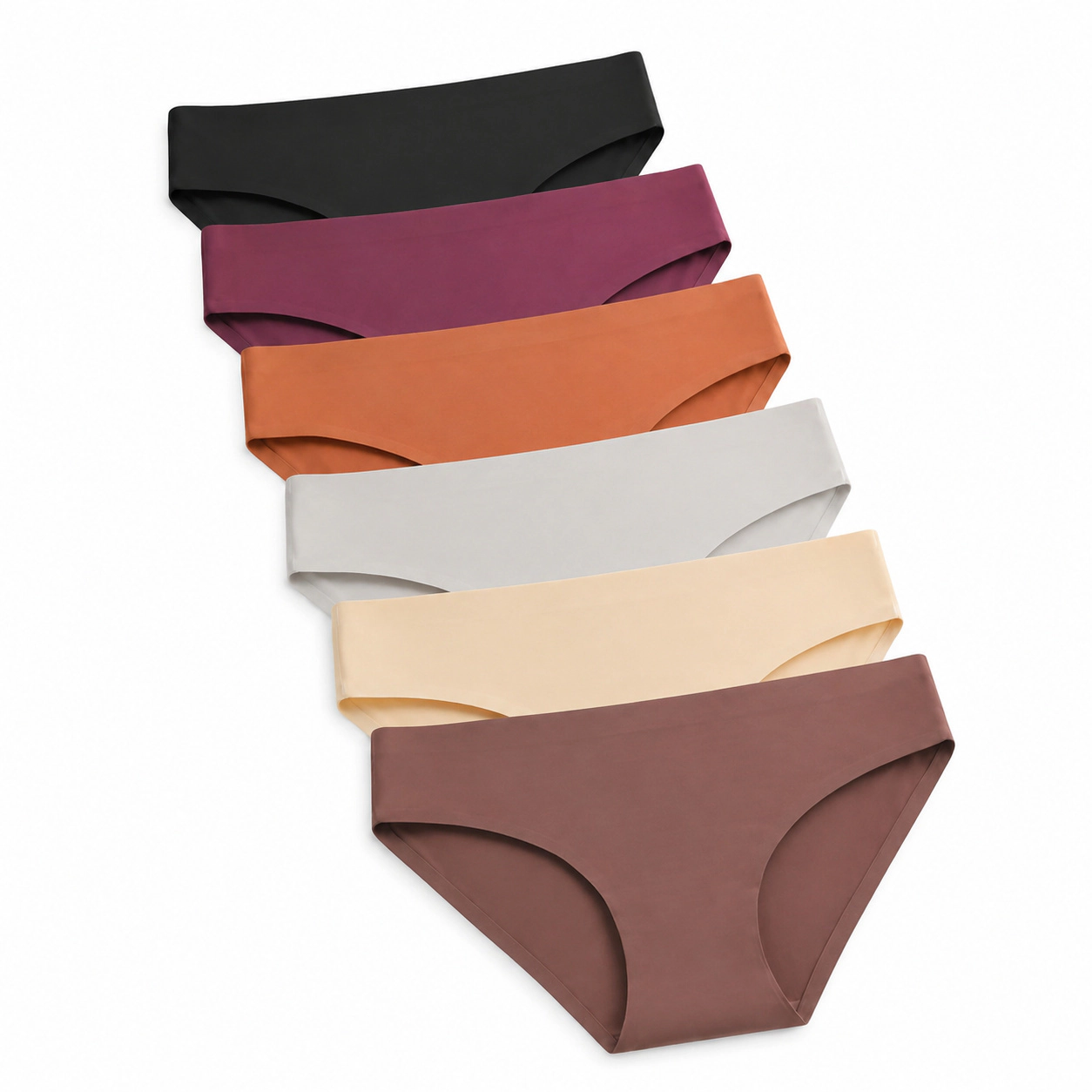 WZK Womens 6-Pack Seamless Low Rise Bikini Soft Stretchy Daily Wear Underwear