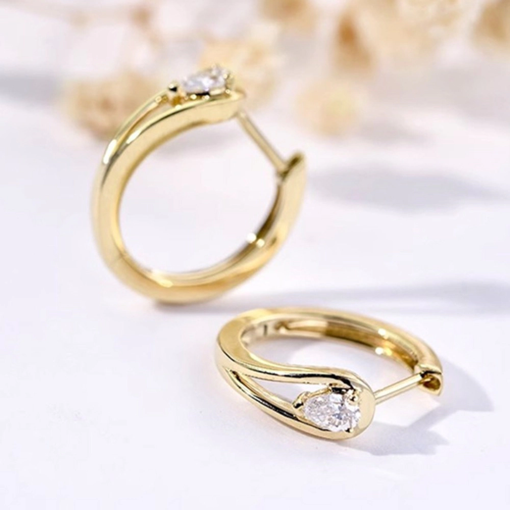 Minimalist Teardrop Cubic Zirconia Hoop Earrings
