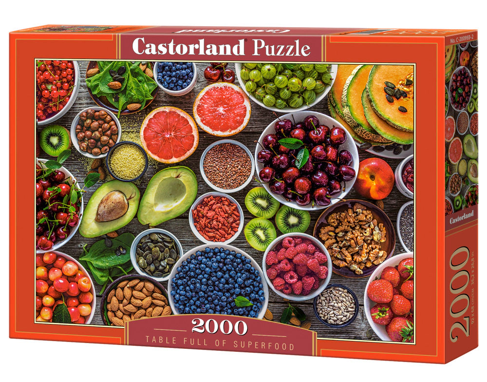 CASTORLAND 2000 Piece Jigsaw Puzzles, Table Full of Superfood, Food puzzles, Fruits and Nuts, C-200993-2