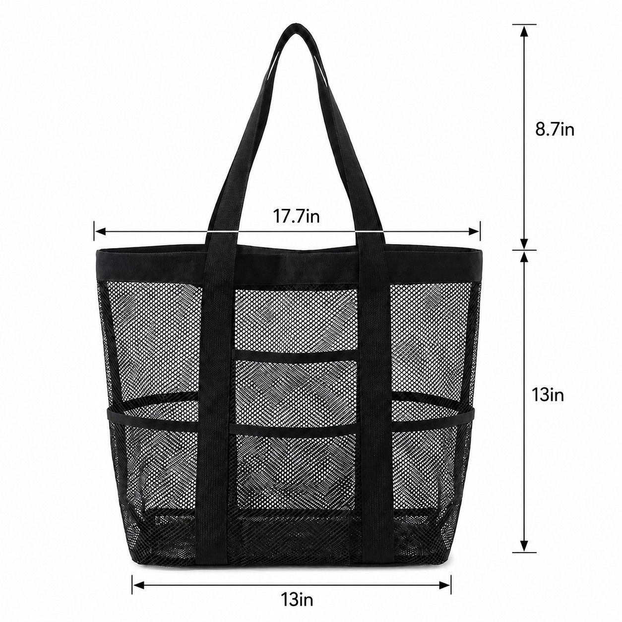 Alilang Women's Large Mesh Beach Tote Bag with Exterior Pockets and Shoulder Handles, Mint Green
