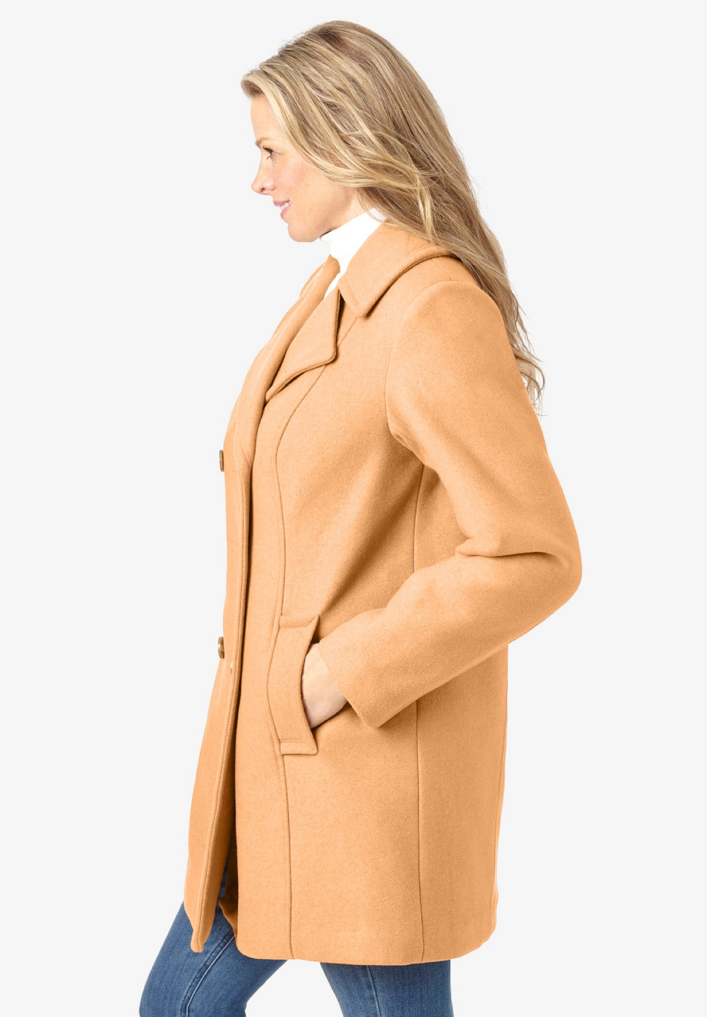 Woman Within Plus Wool-Blend Double-Breasted Peacoat