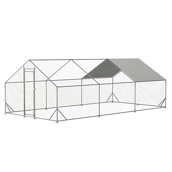 Large Metal Chicken Coop, Walk-In Poultry Cage & Chicken Run Pen with ...