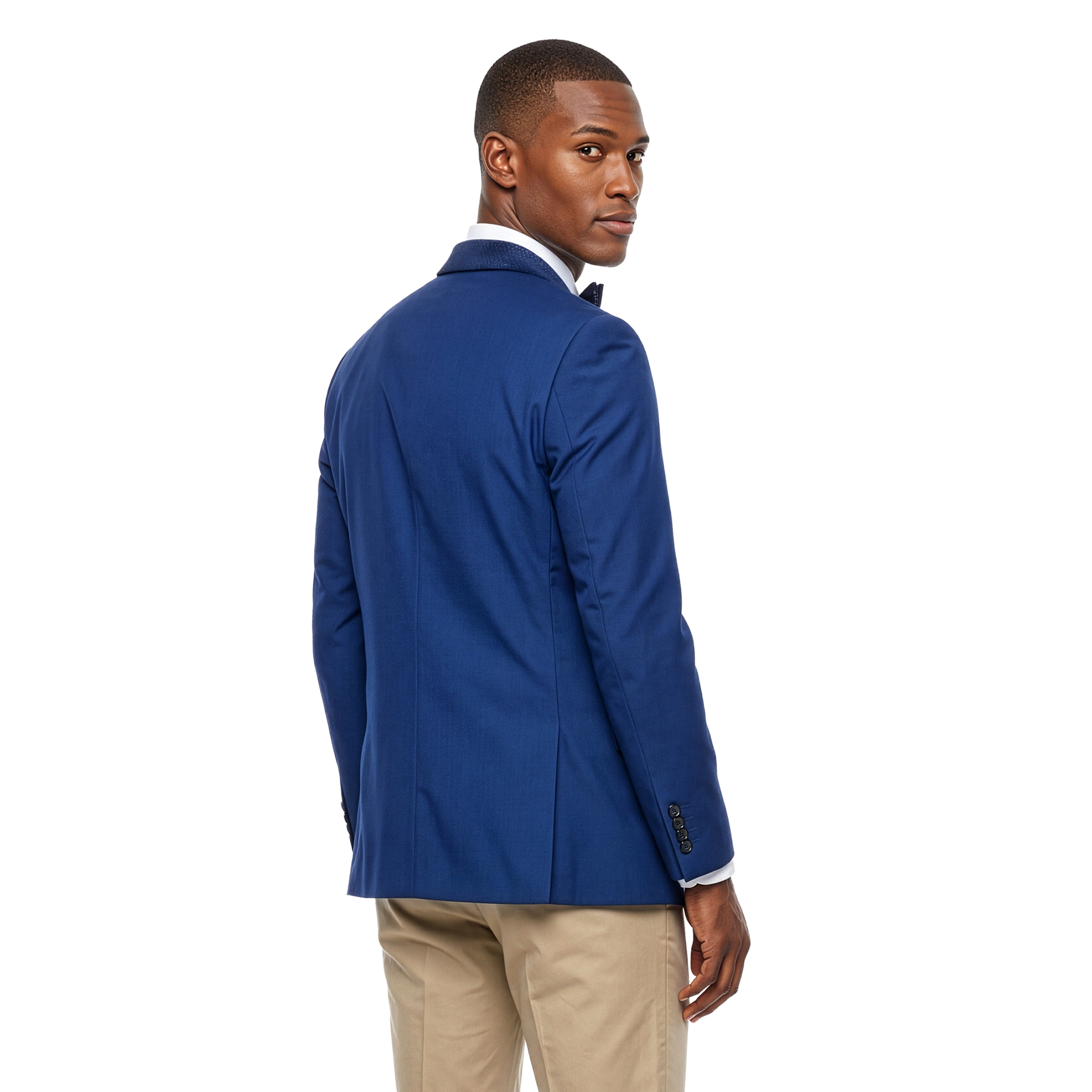 Tazzio Mens Slim Fit Blazer with Velvet Shawl Collar and Ticket Pocket
