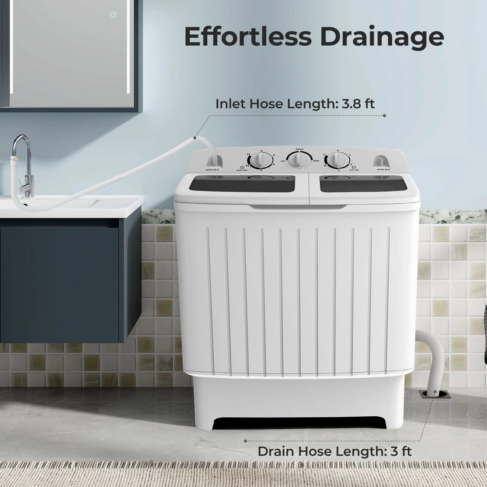 SlickBlue Portable Twin Tub Washing Machine with Spin Dryer
