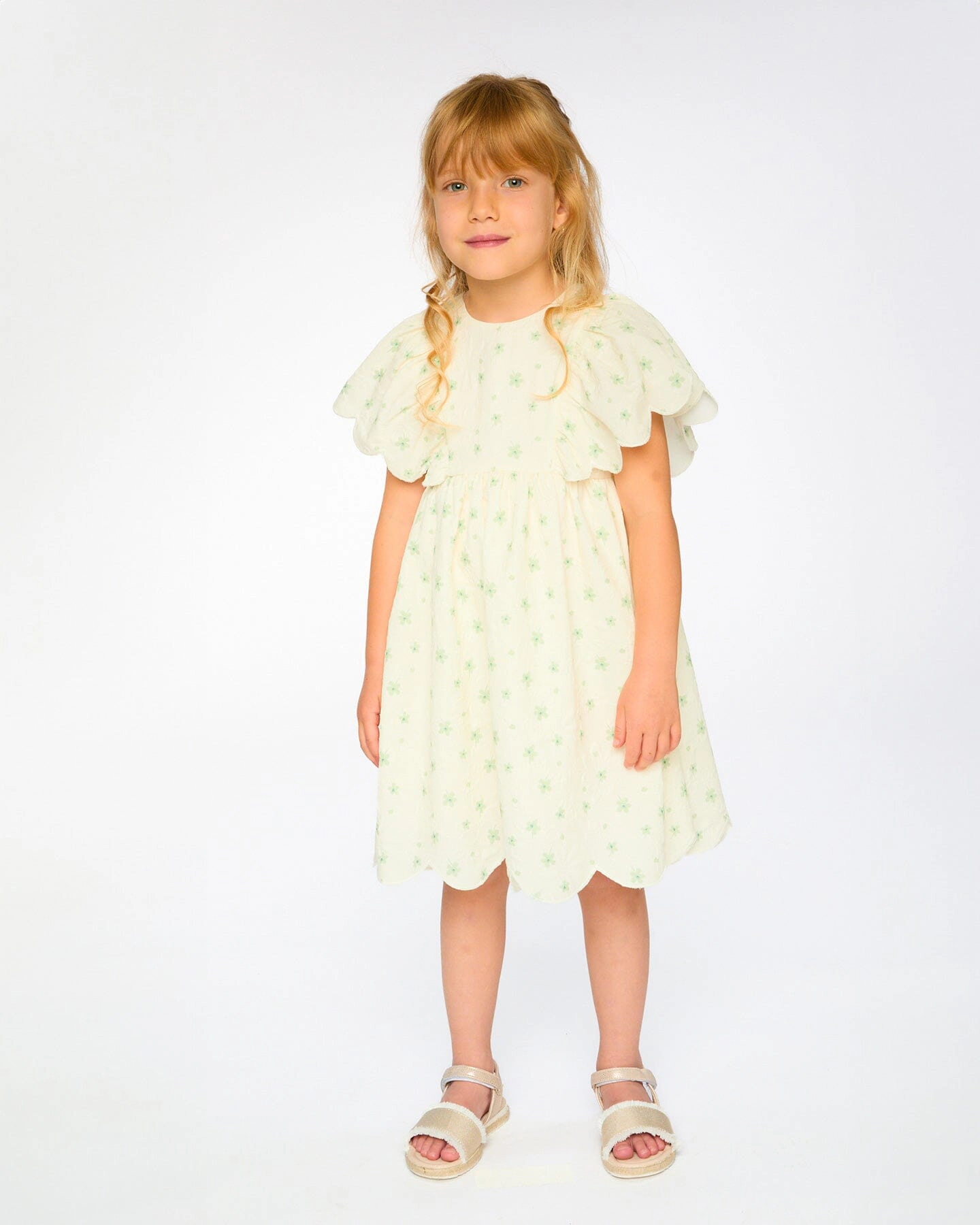 Deux par Deux Girls Jacquard Dress Printed Flowers