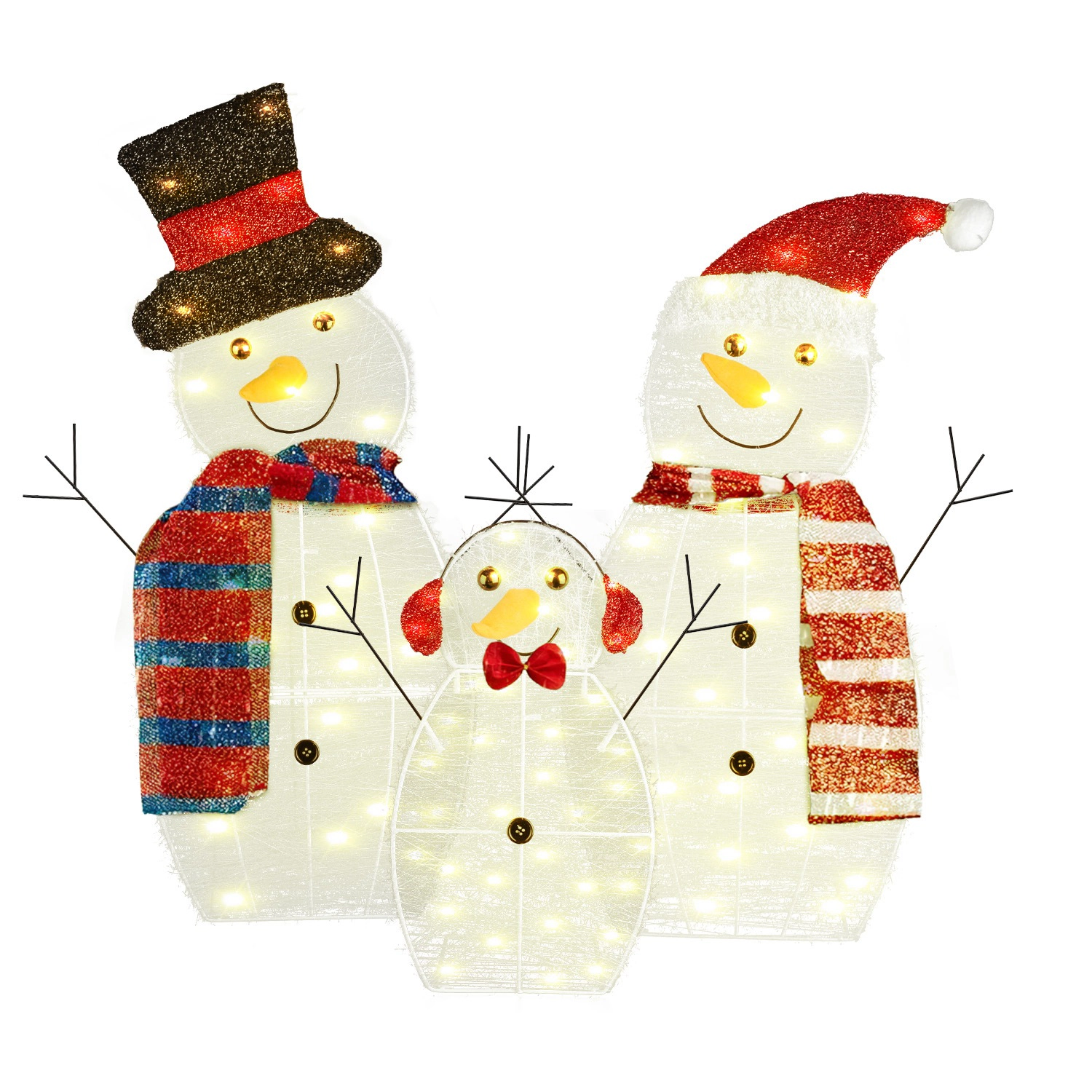 GBruno LED Lighted 3-Piece Snowman Family Yard Decor