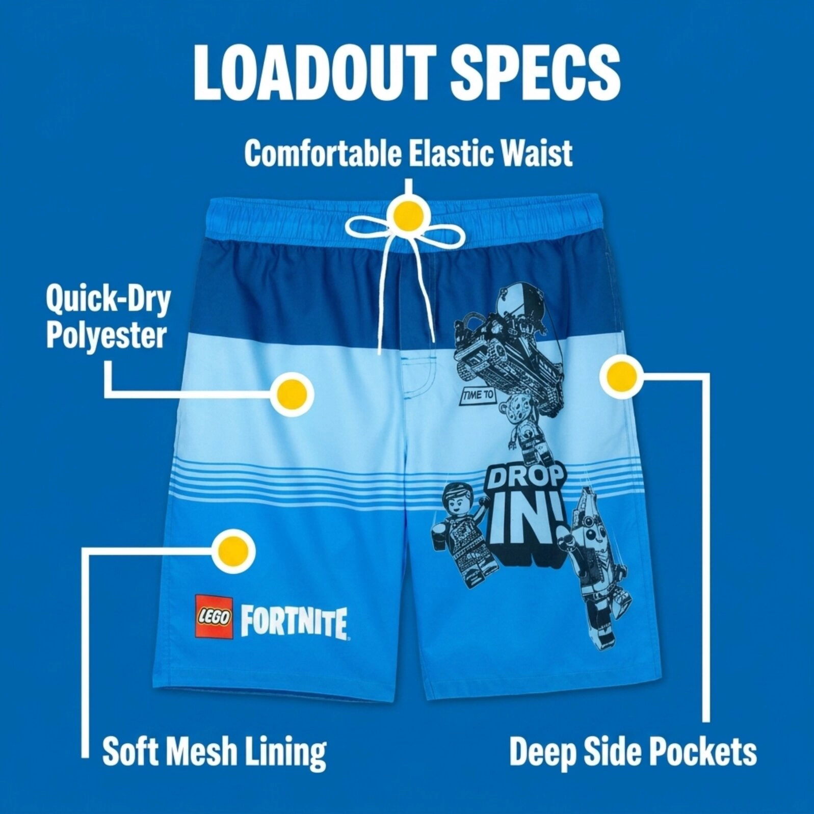 LEGO Fortnite Men's UPF 50+ Swim Trunks