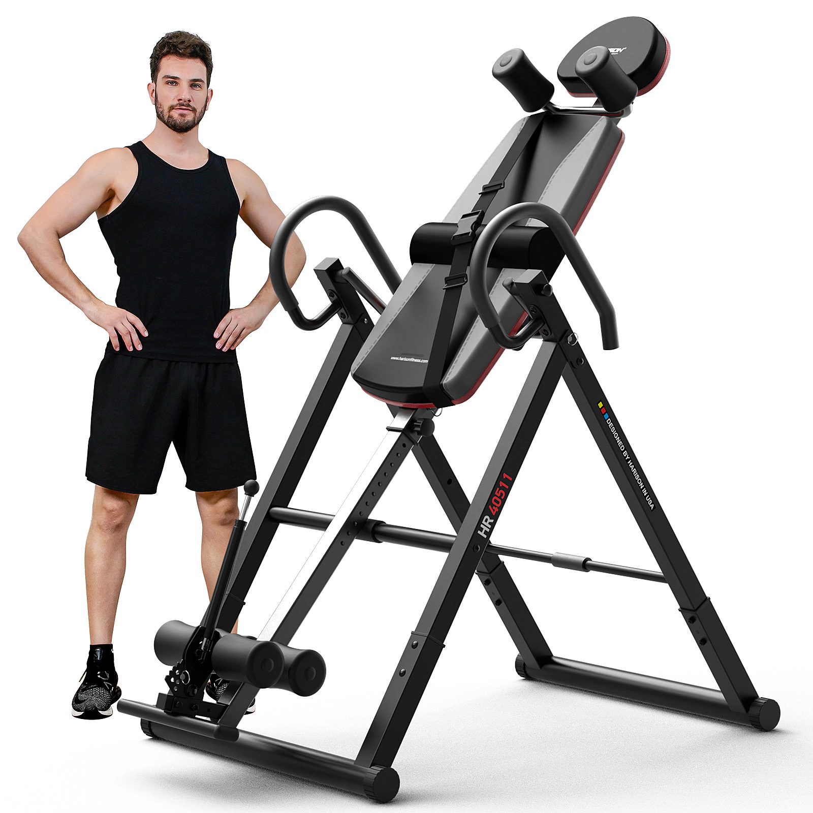 HARISON Inversion Table for Home, Adjustable Back Stretcher with Memory Foam & Safety Support