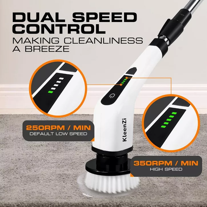 Luminuxe Electric Spin Scrubber Cleaning Brush 8 In 1 Shower Scrubber Adjustable Handle. For Windows, Bathrooms, Cars