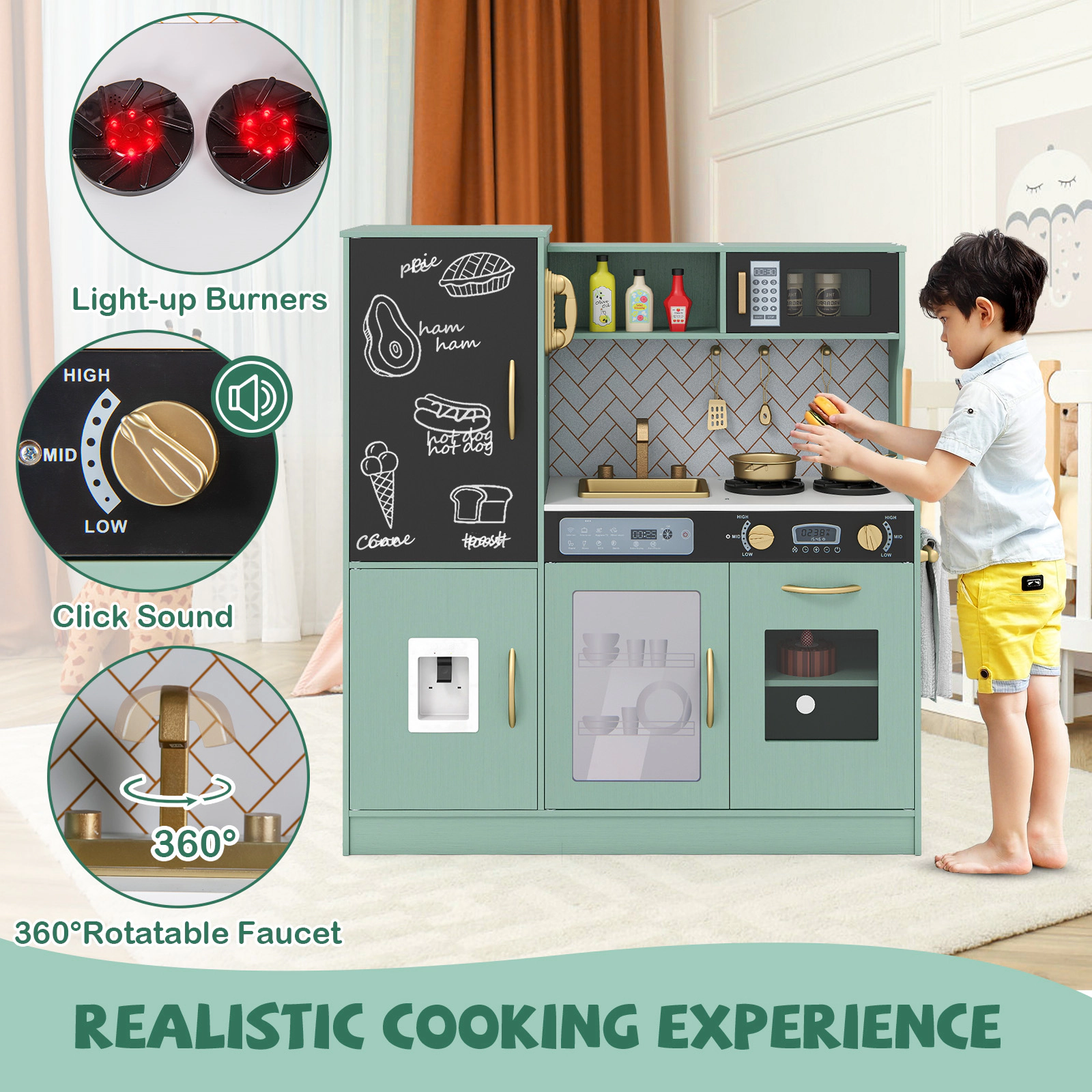SUGIFT Dishwasher Microwave and Cooking Utensils Kids Pretend Play Kitchen